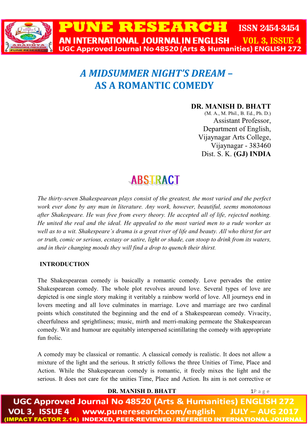 A Midsummer Night's Dream – As a Romantic Comedy