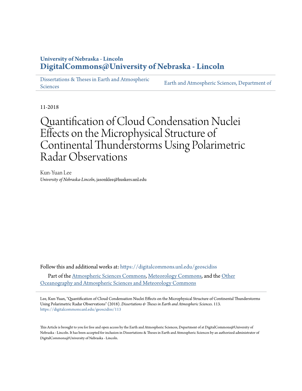 Quantification of Cloud Condensation Nuclei Effects on the Microphysical Structure of Continental Thunderstorms Using Polarimetr