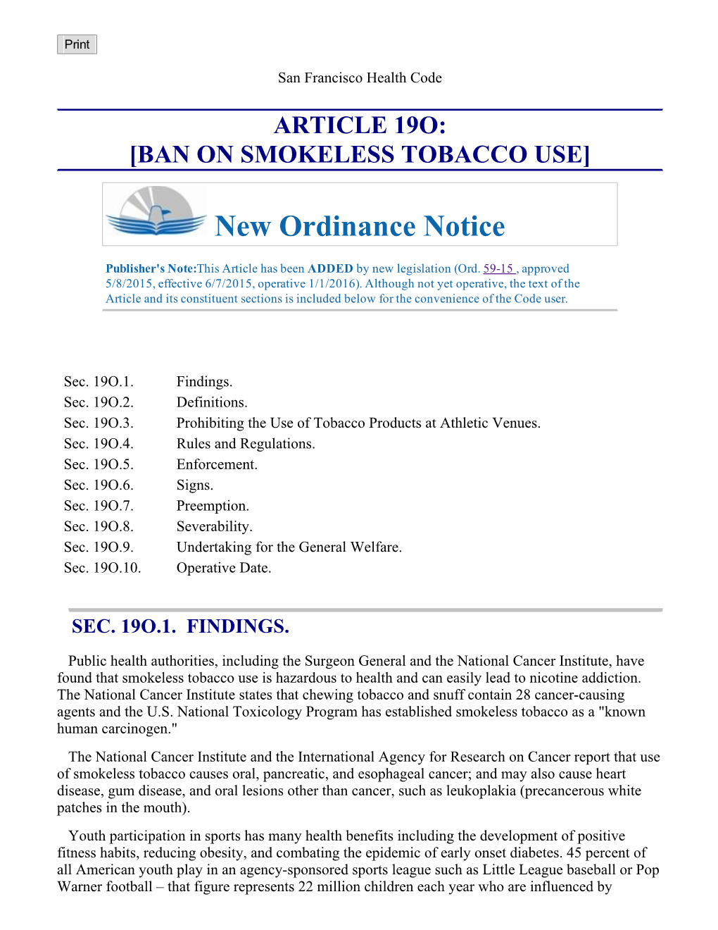 New Ordinance Notice