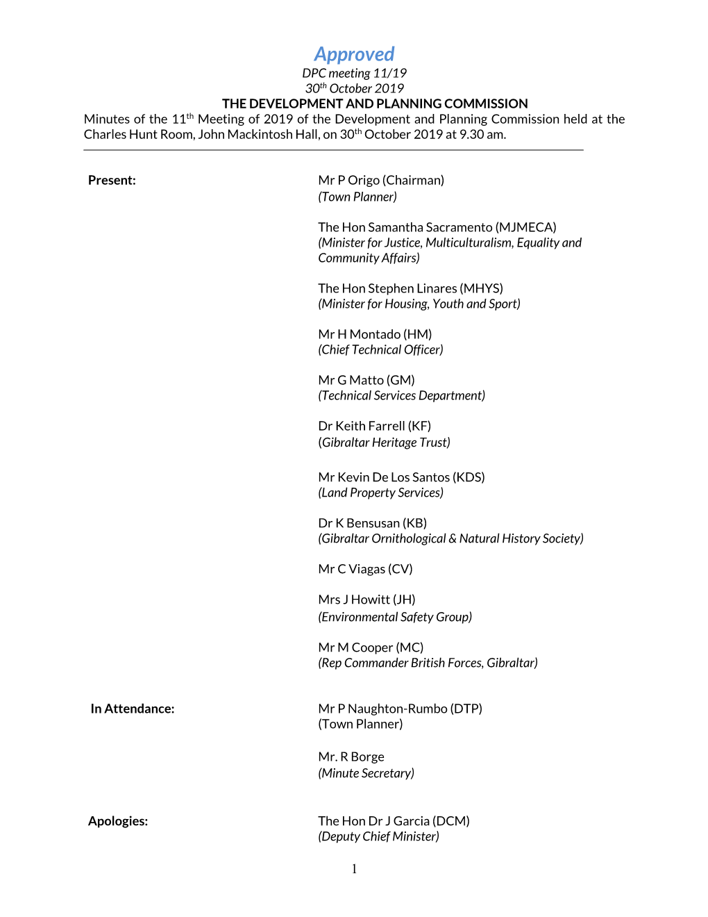 Approval of Minutes of the 1St Meeting of the Commission Held on the 12Th January 2005 at 2