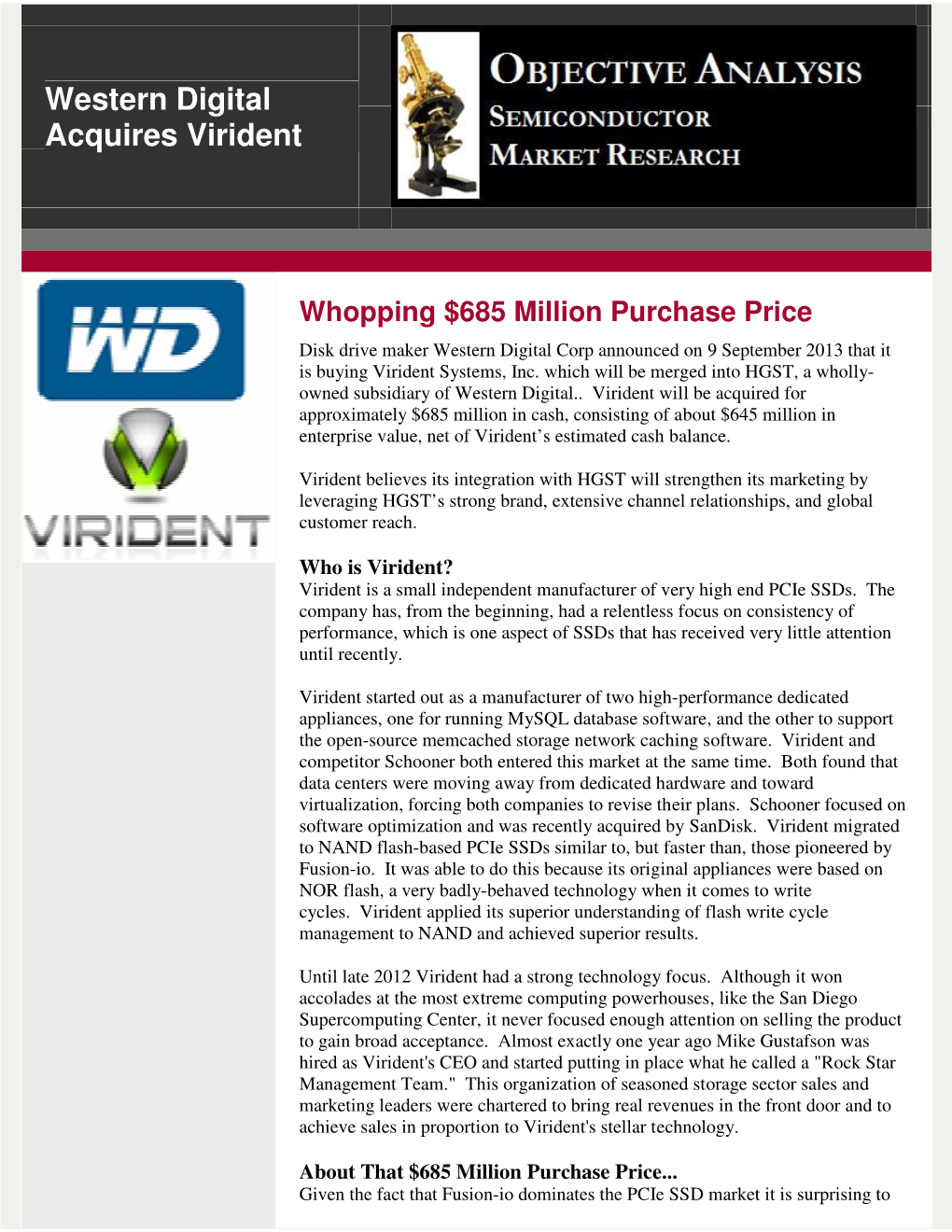 Western Digital Acquires Virident