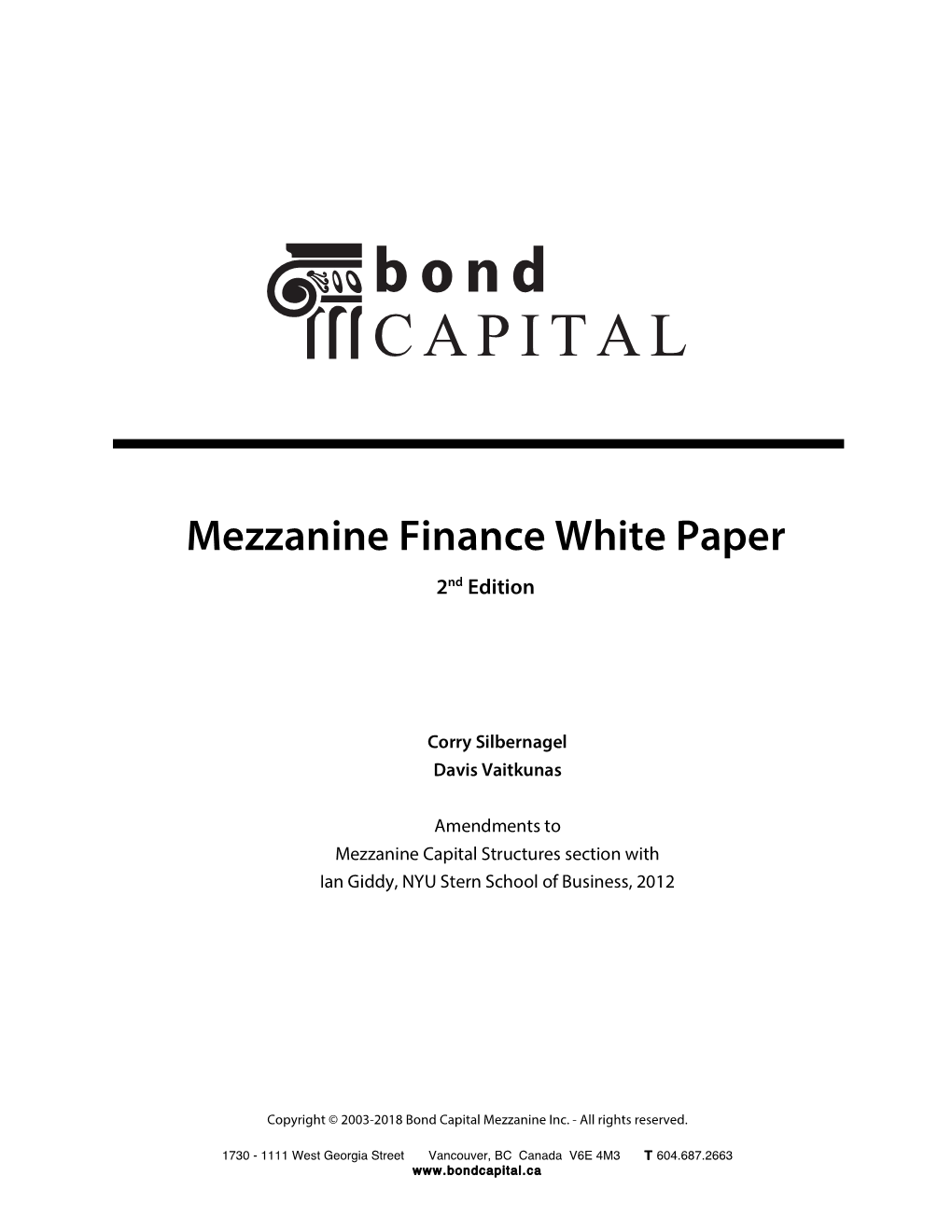 Mezzanine Finance White Paper 2Nd Edition