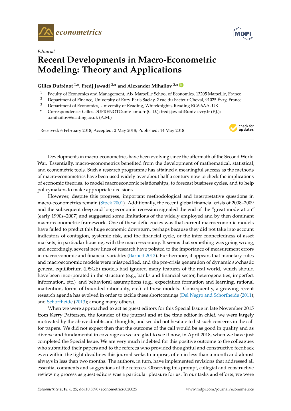 Recent Developments in Macro-Econometric Modeling: Theory and Applications
