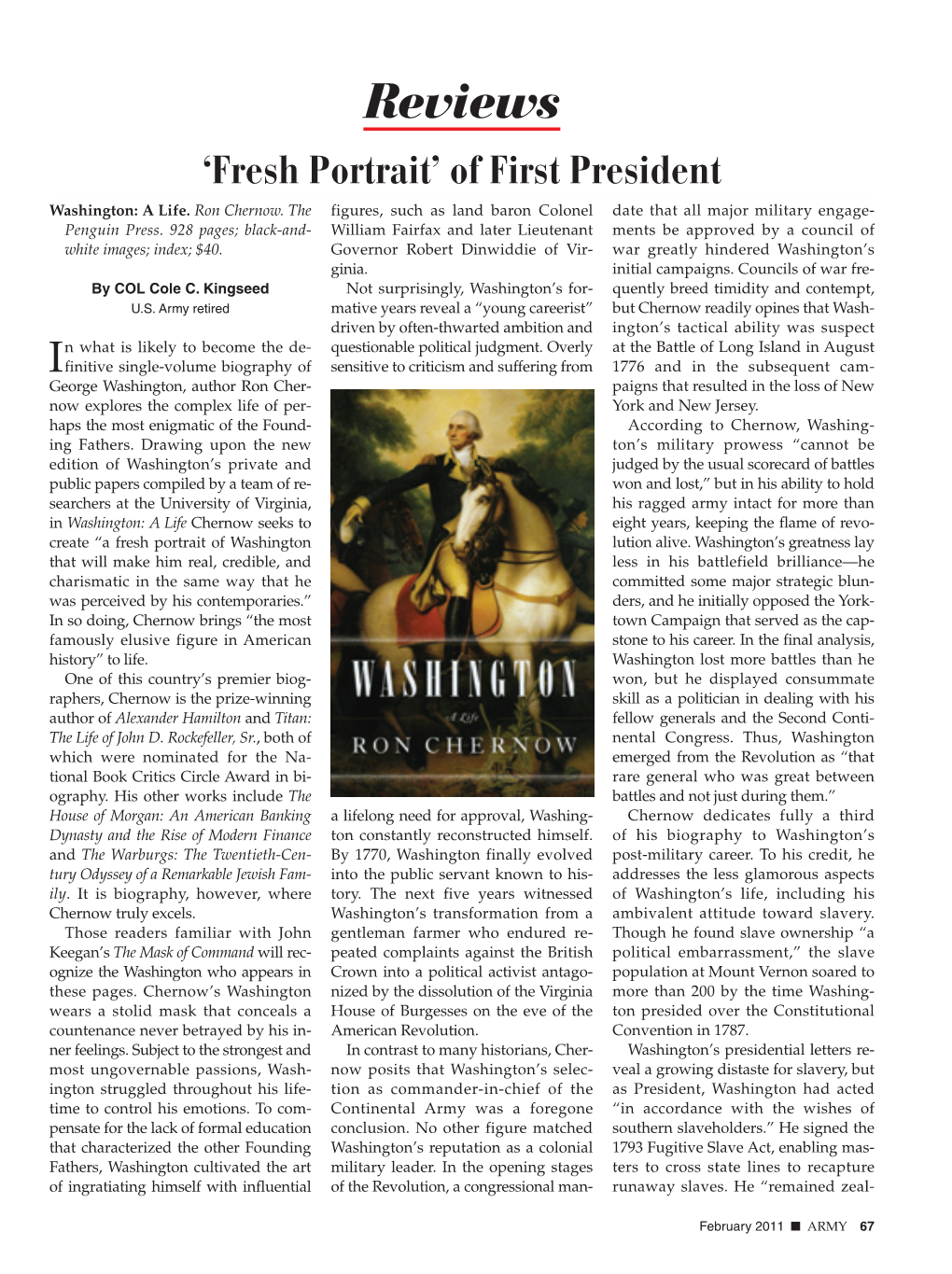 Reviews ‘Fresh Portrait’ of First President Washington: a Life