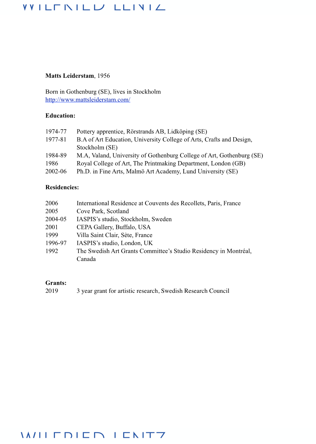Matts Leiderstam CV WL 30.1.20