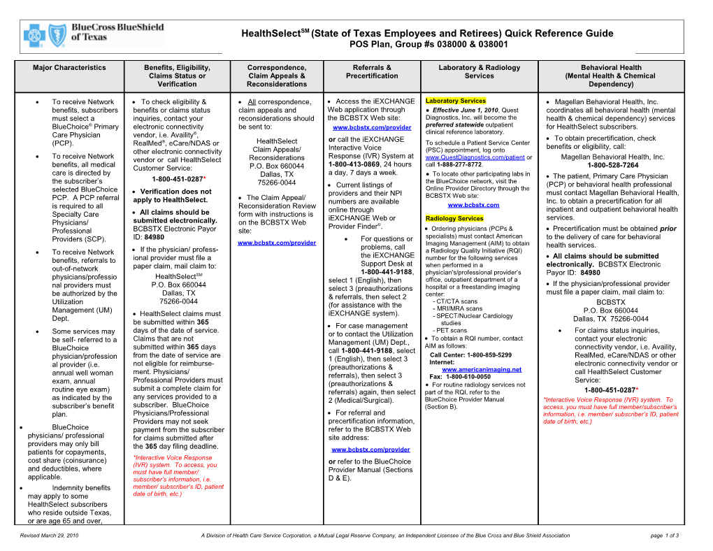 Benefits, Eligibility, Claims Status Or Verification