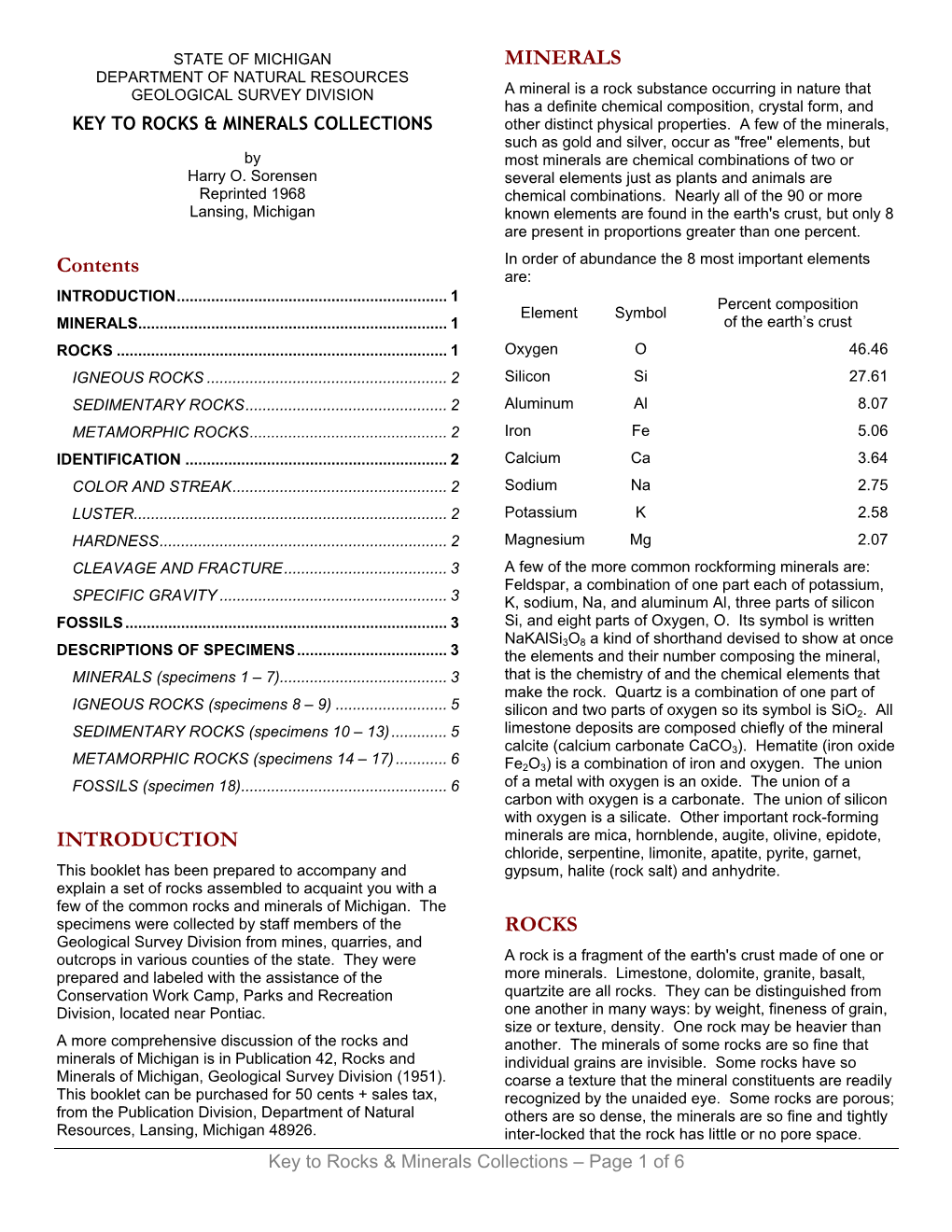 Key to Rocks & Minerals Collections