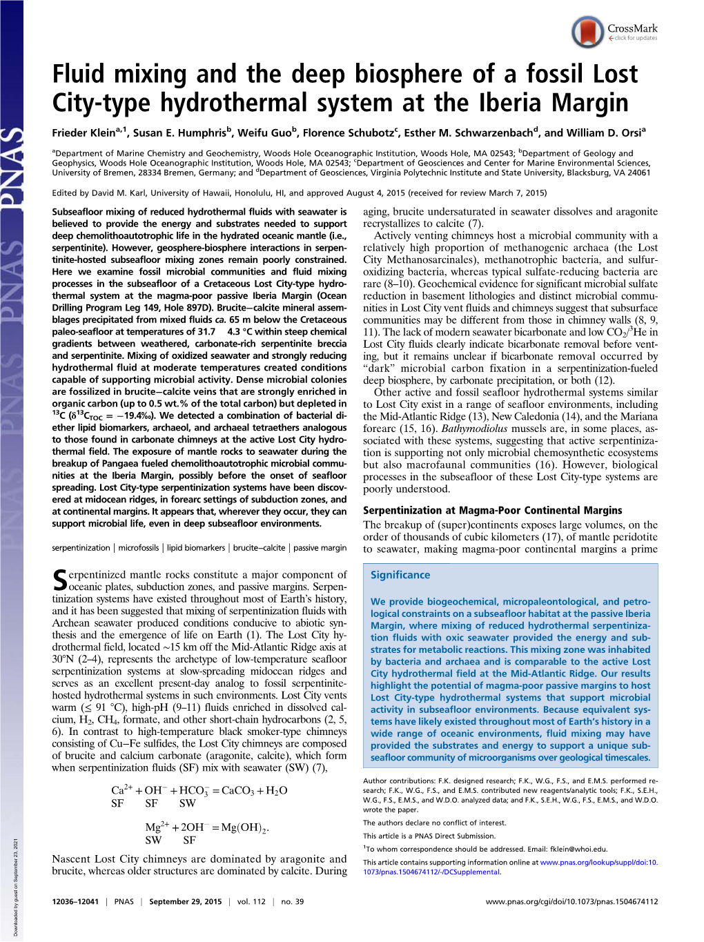 Fluid Mixing and the Deep Biosphere of a Fossil Lost City-Type Hydrothermal System at the Iberia Margin