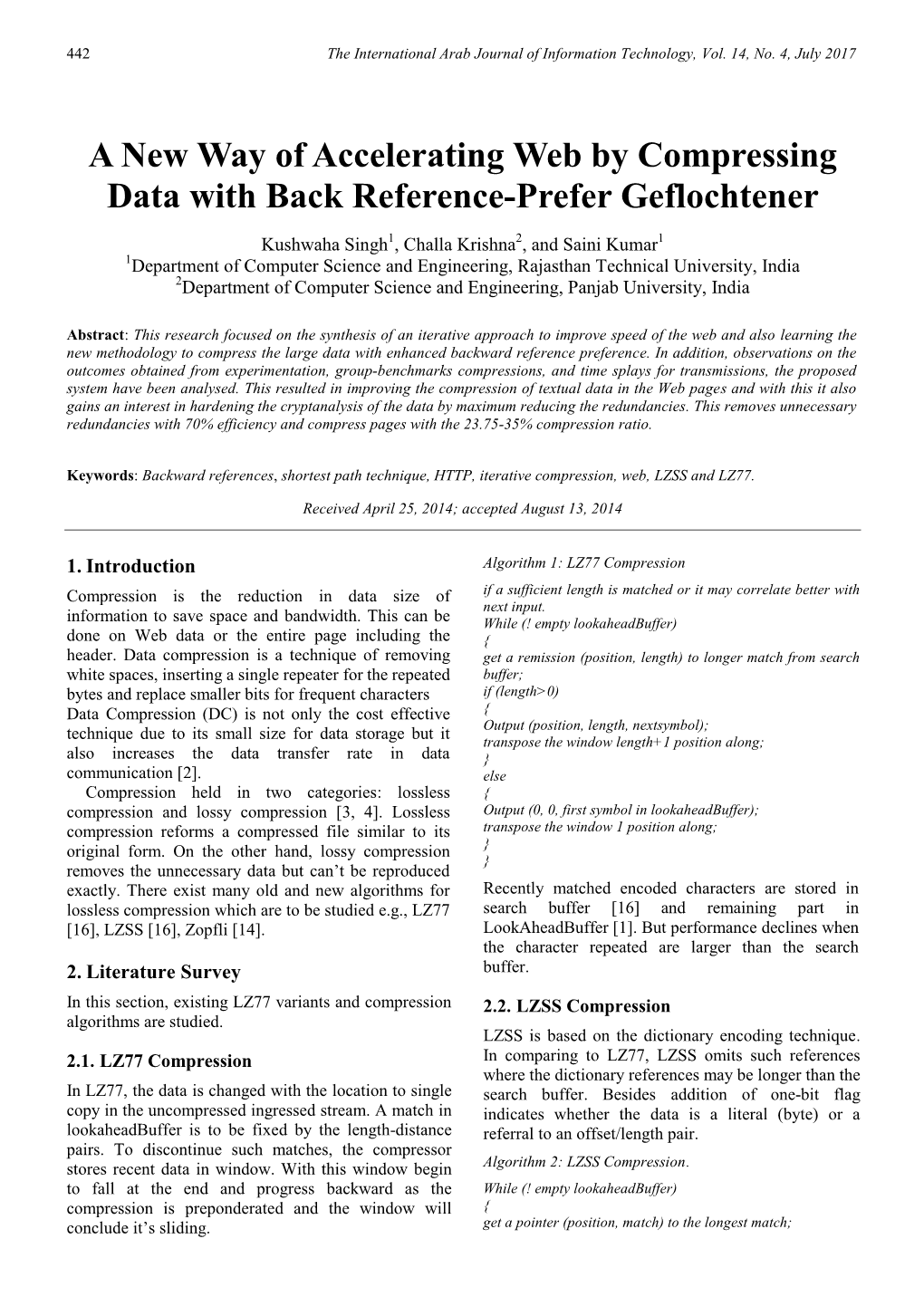 A New Way of Accelerating Web by Compressing Data with Back Reference-Prefer Geflochtener