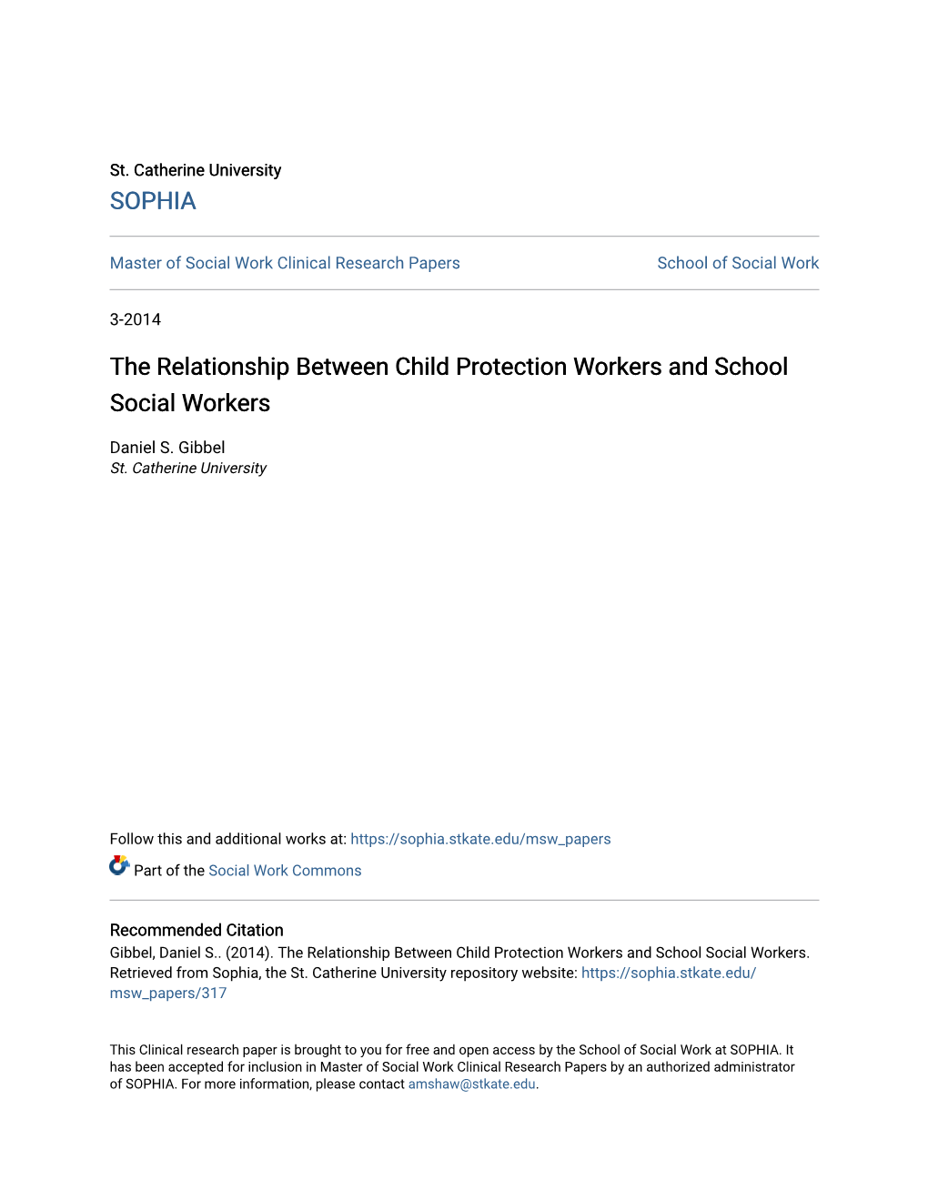 The Relationship Between Child Protection Workers and School Social Workers