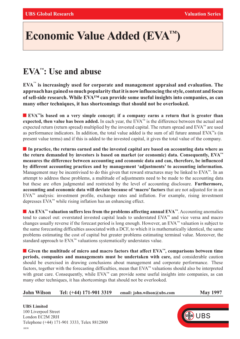 Economic Value Added (EVA™)