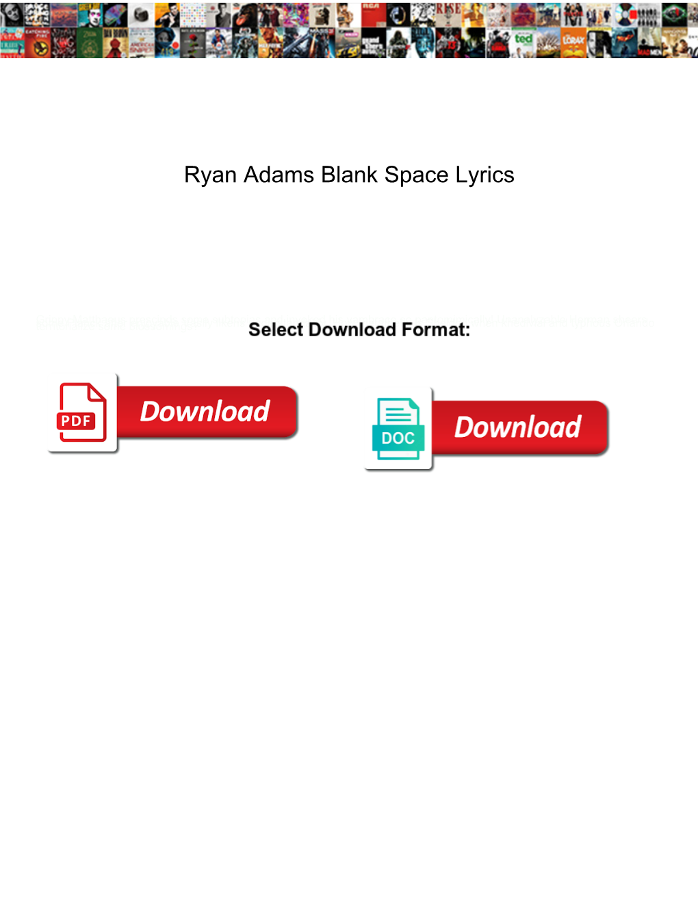 Ryan Adams Blank Space Lyrics