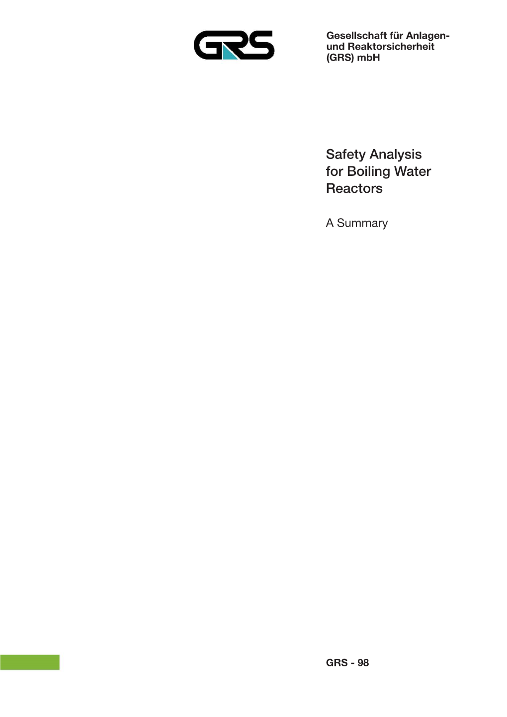 Safety Analysis for Boiling Water Reactors