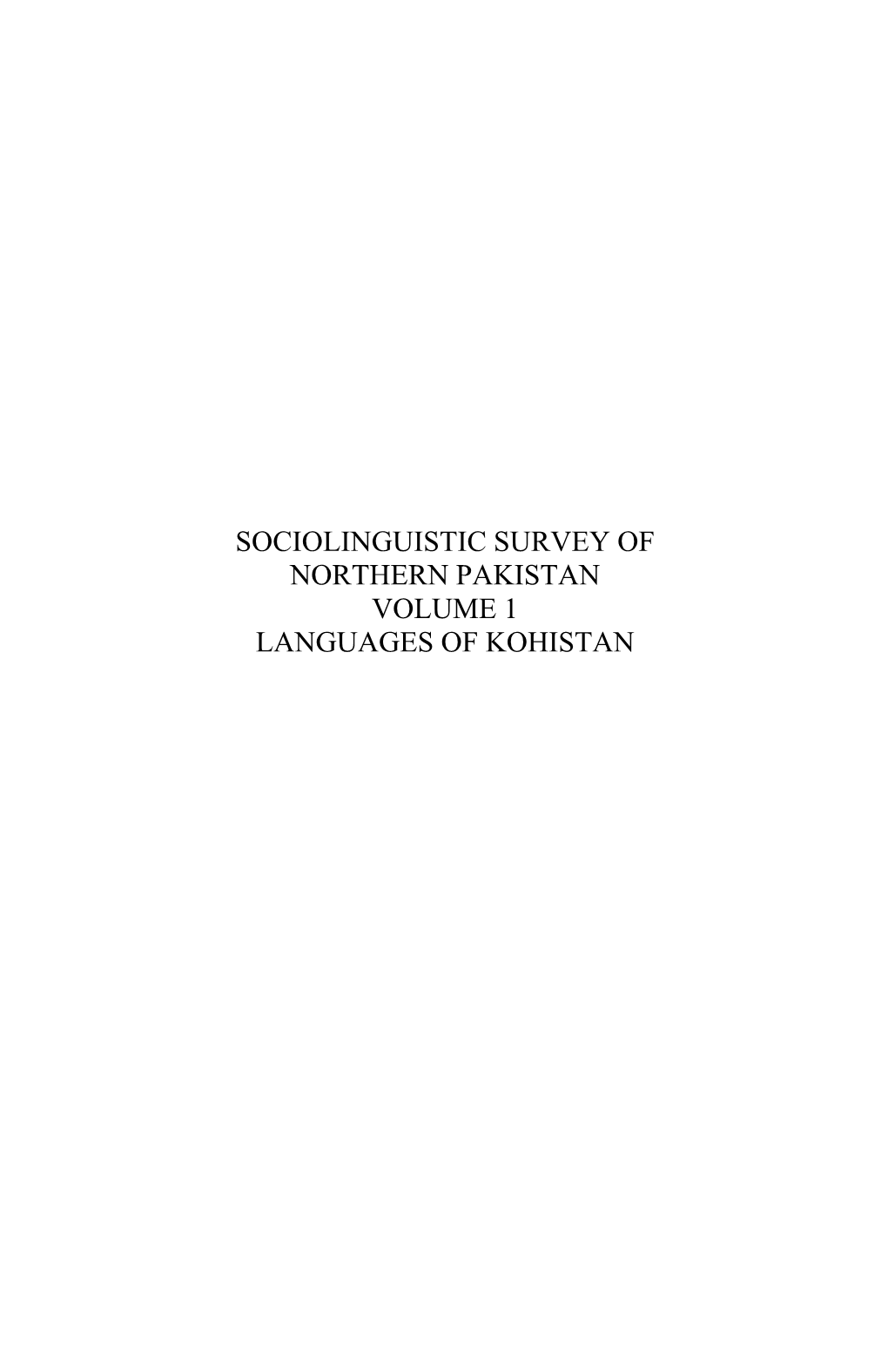 Languages of Kohistan. Sociolinguistic Survey of Northern