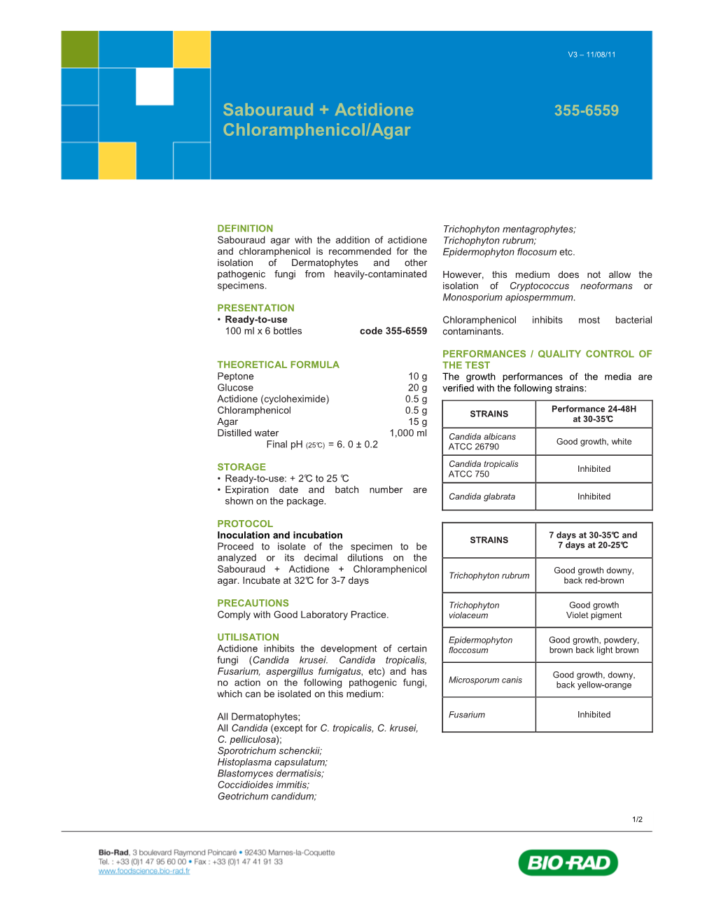 TS Sabouraud + Actidione + Chloramphenico Agar V3 11-08-11