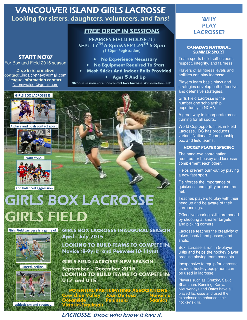 Girls Box Lacrosse Girls Field Girls Field