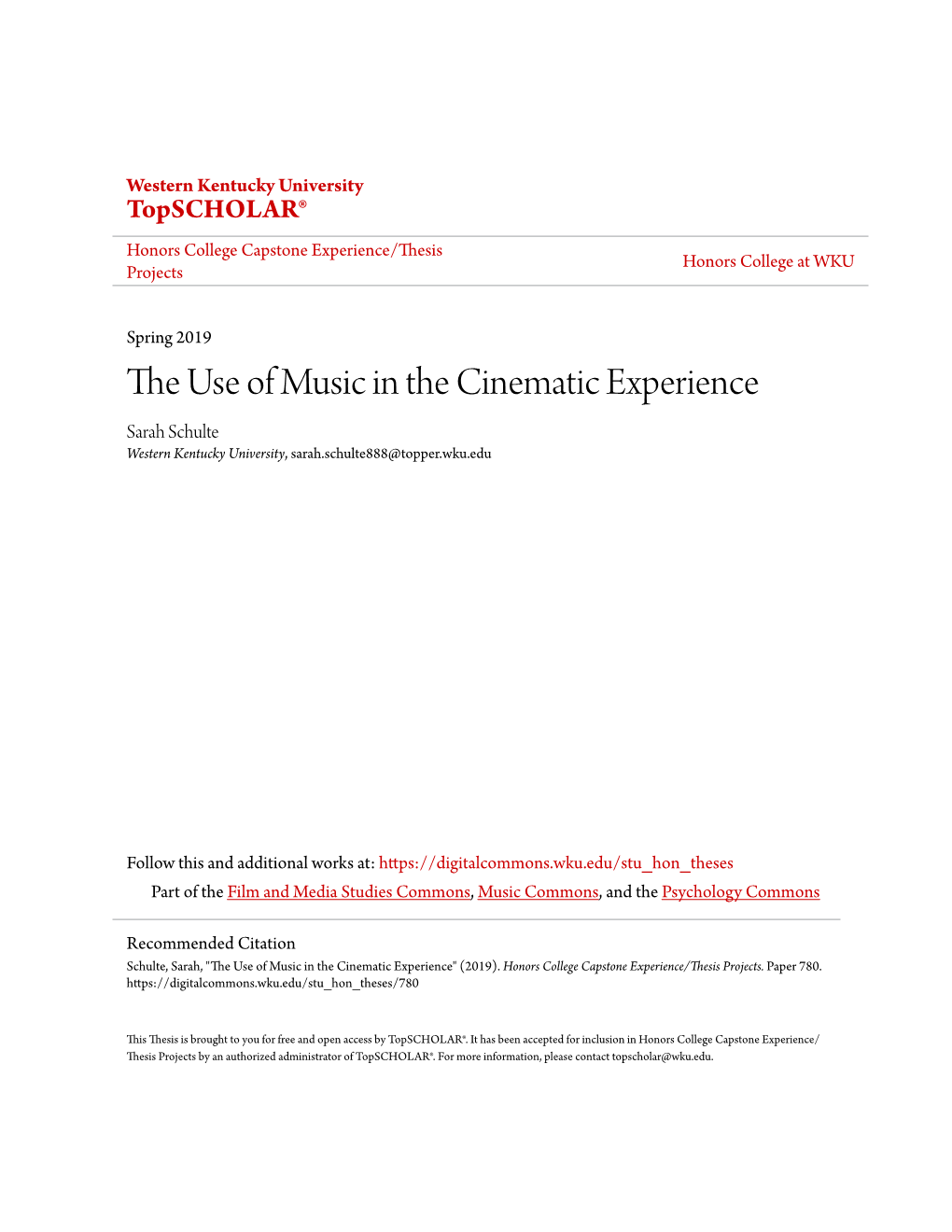 The Use of Music in the Cinematic Experience