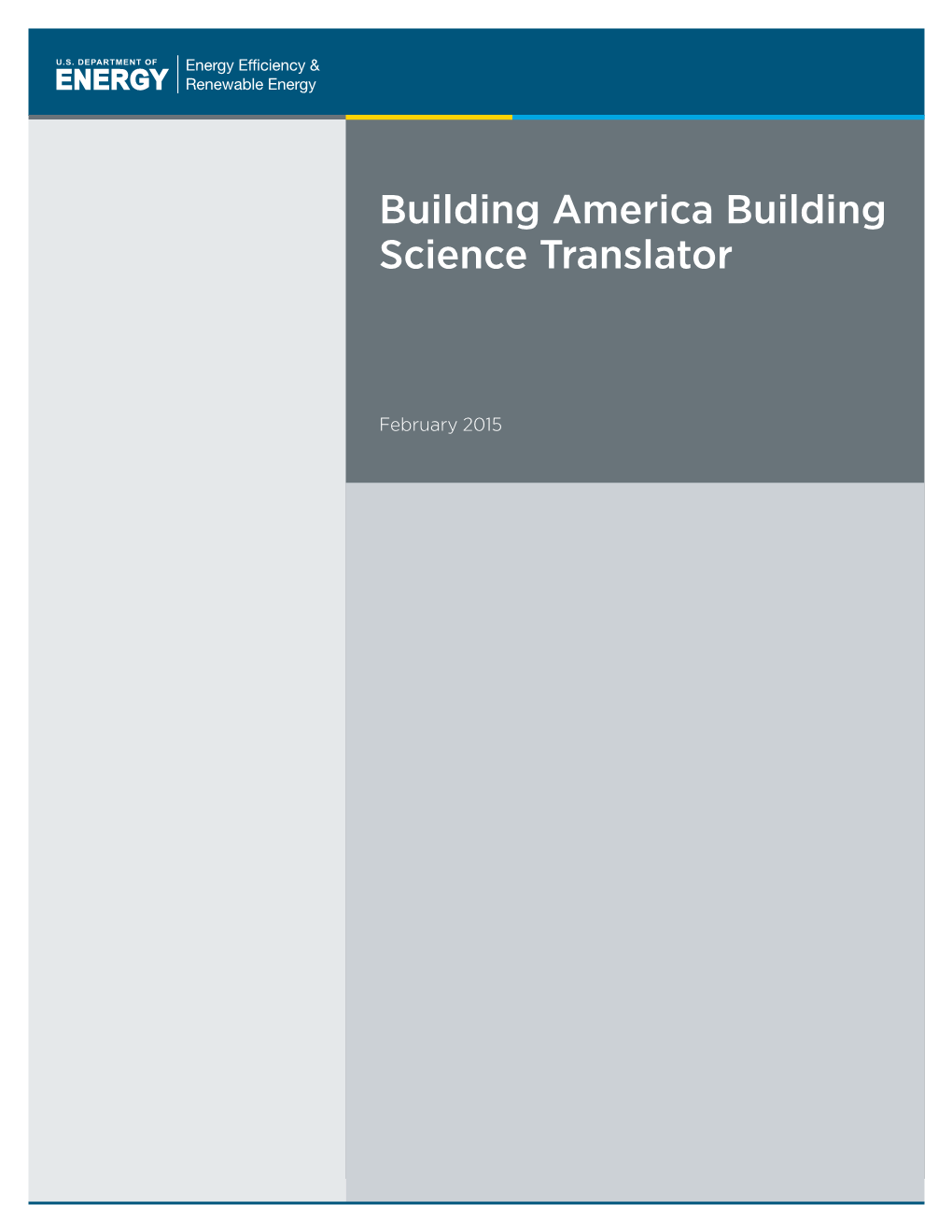 Building America Building Science Translator