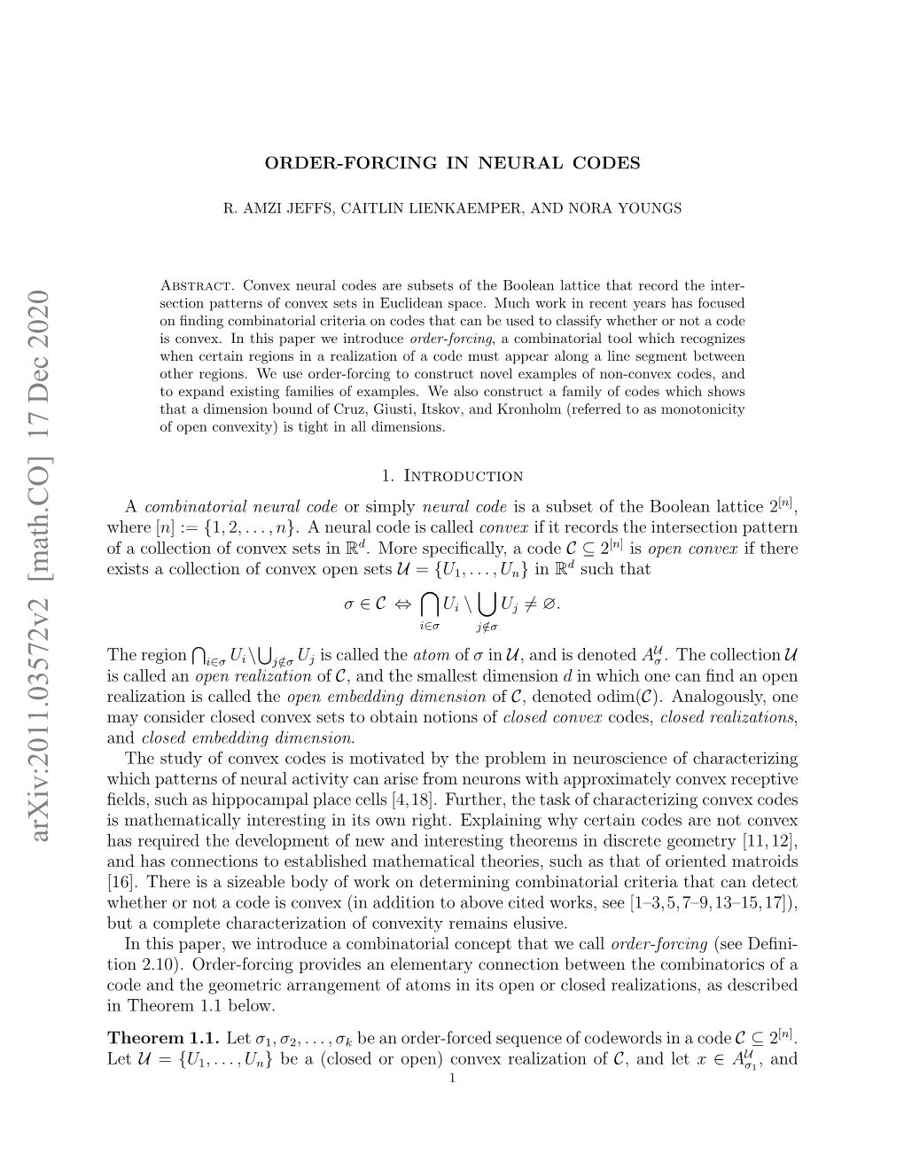 Arxiv:2011.03572V2 [Math.CO] 17 Dec 2020