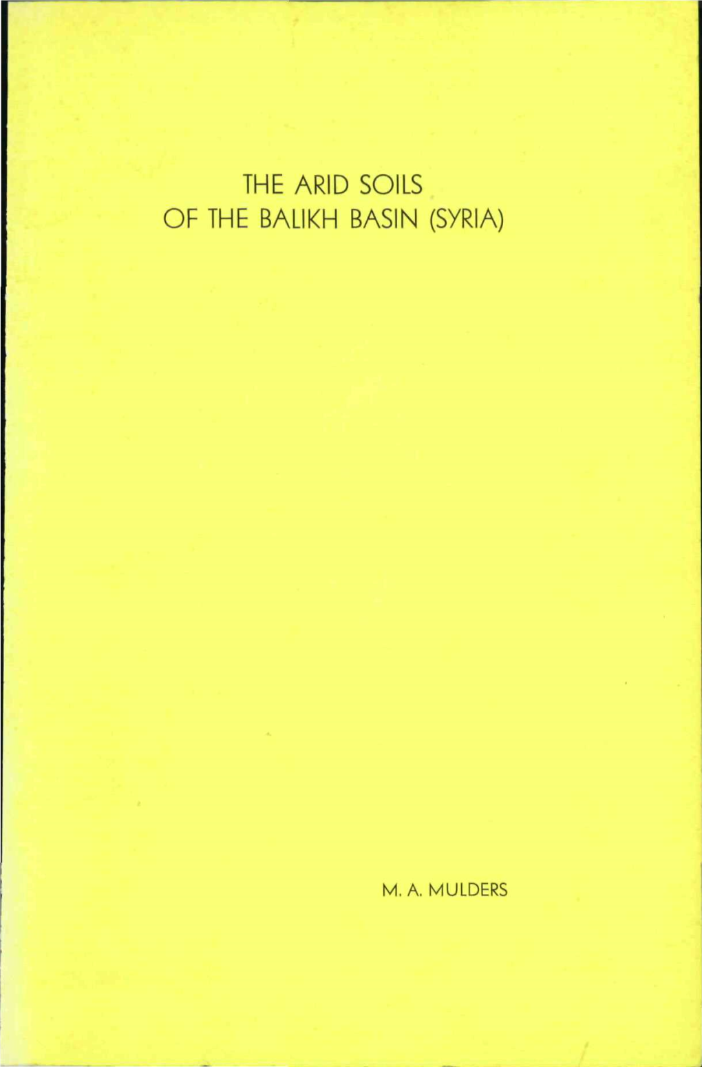 The Arid Soils of the Balikh Basin (Syria)