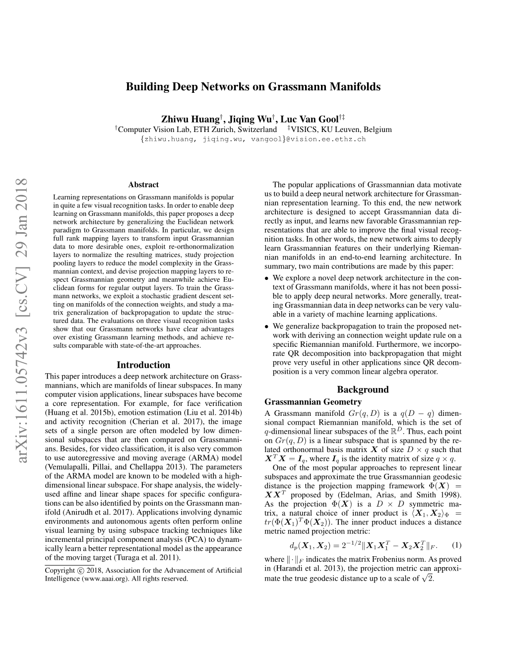 Building Deep Networks on Grassmann Manifolds