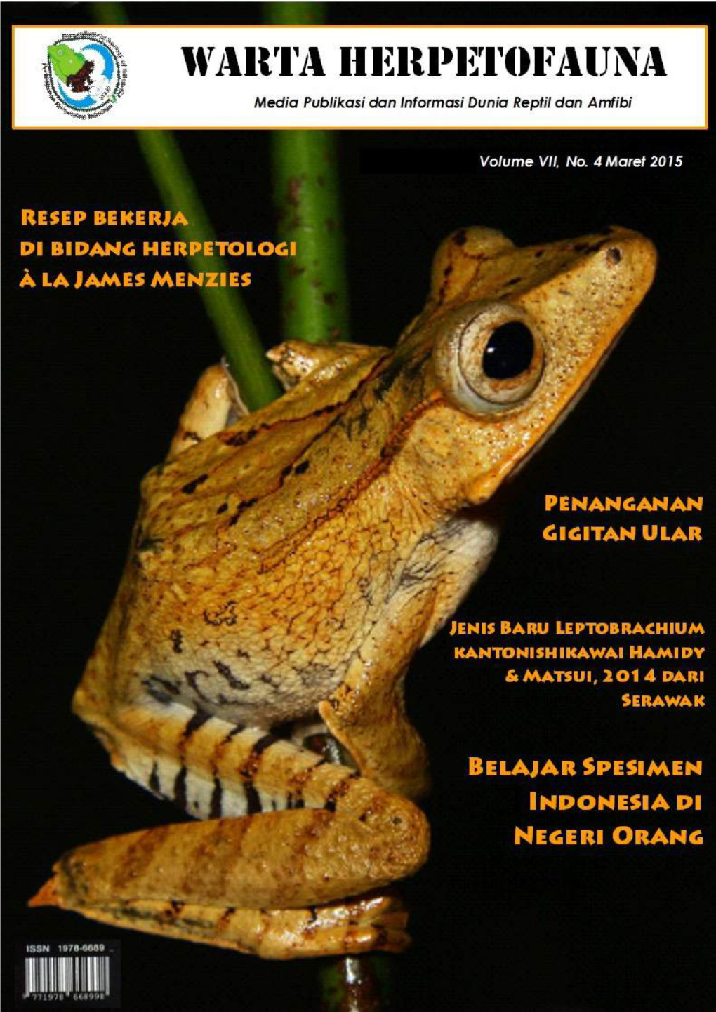 Warta Herpetofauna/Volume Vii, No 4 Maret 2015 1