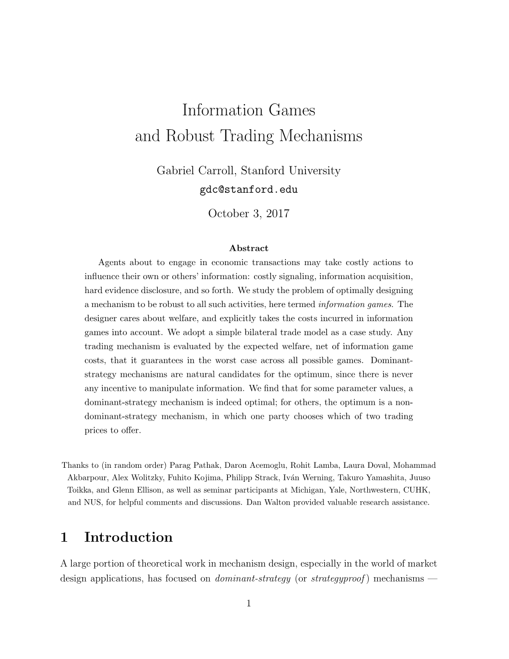 Information Games and Robust Trading Mechanisms