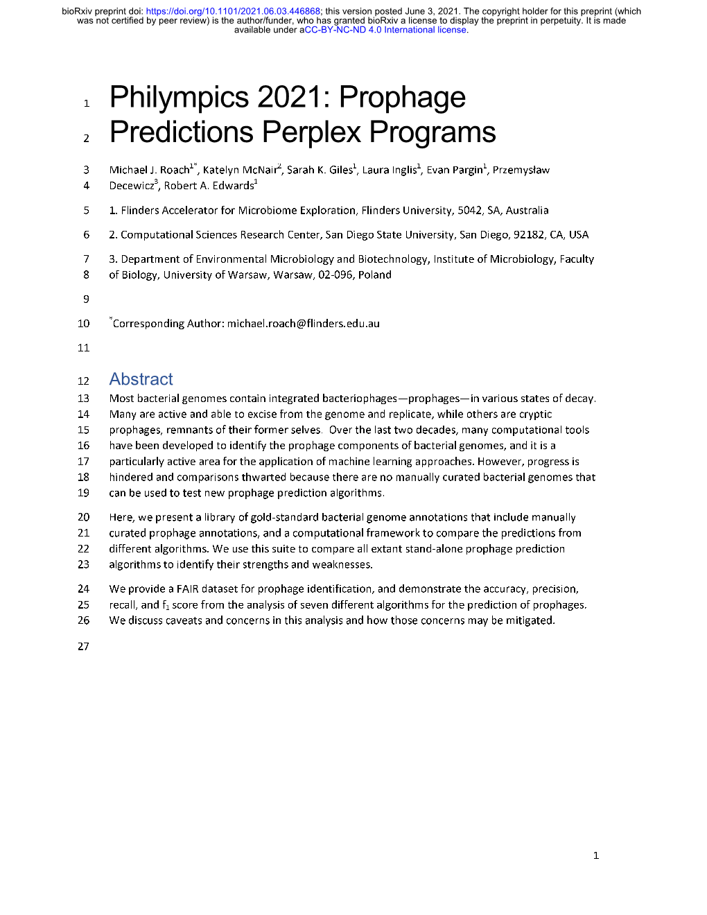 Philympics 2021: Prophage Predictions Perplex Programs