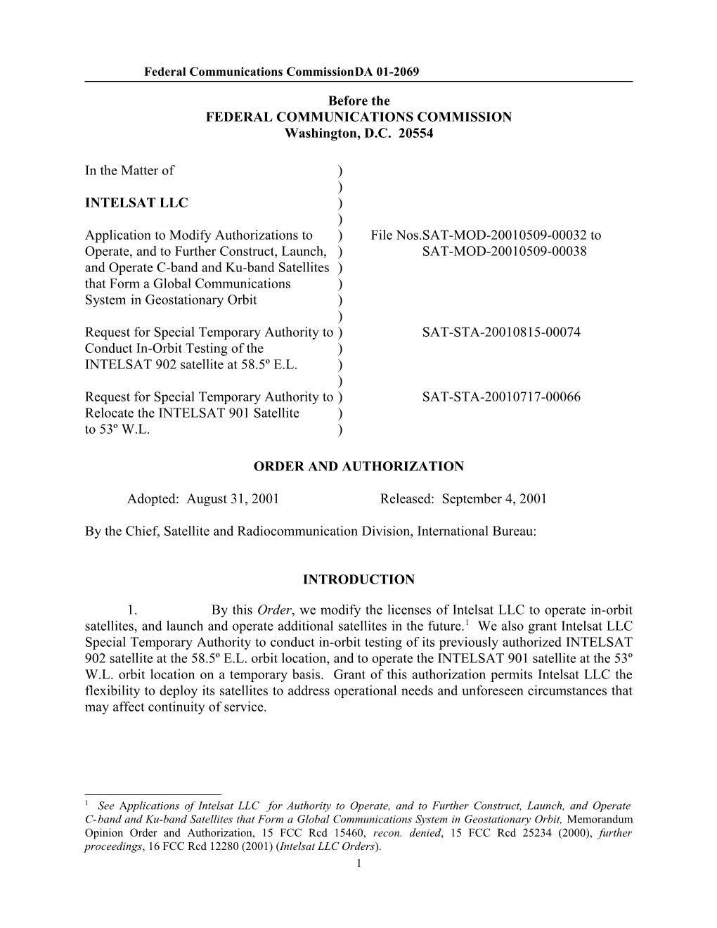 Federal Communications Commission DA 01-2069