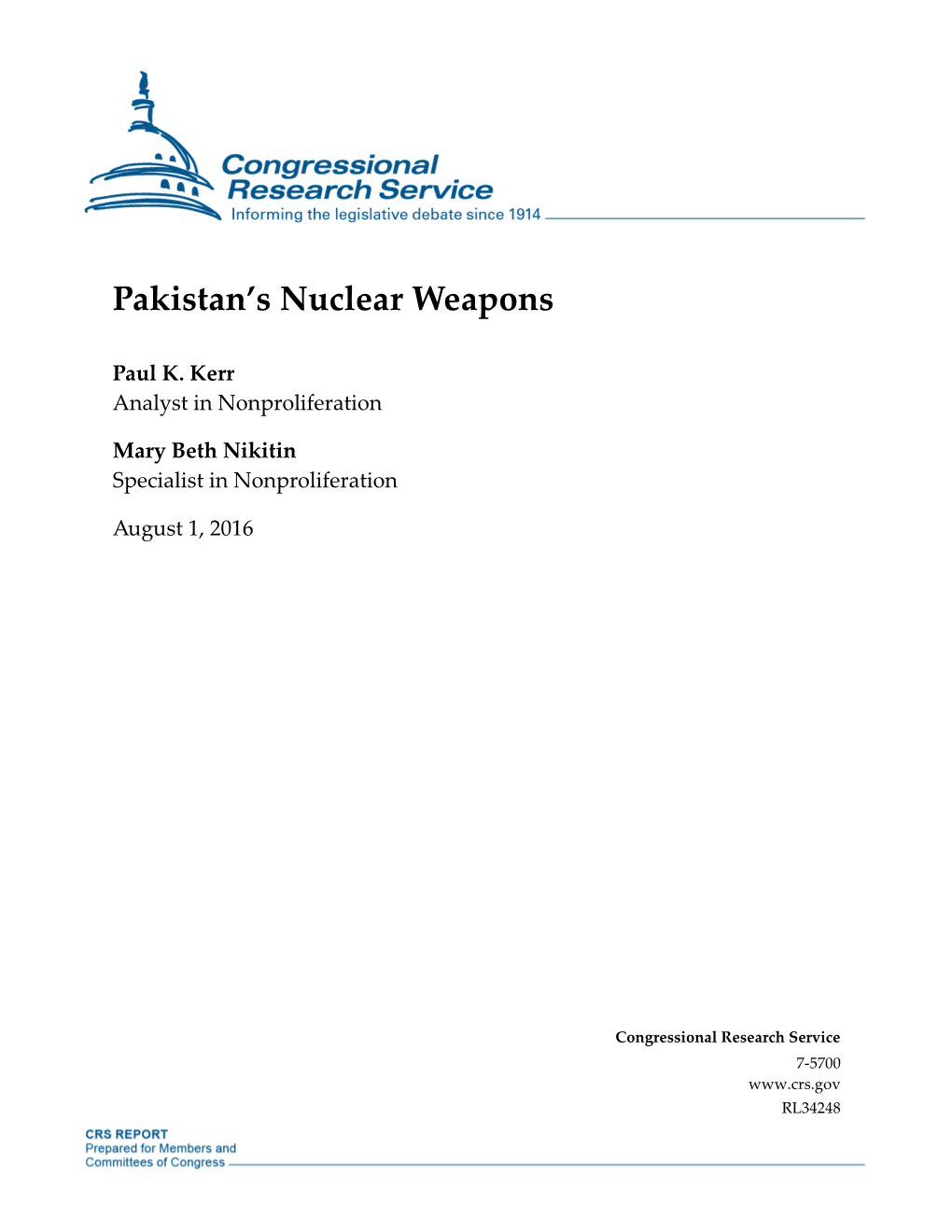 Pakistan's Nuclear Weapons