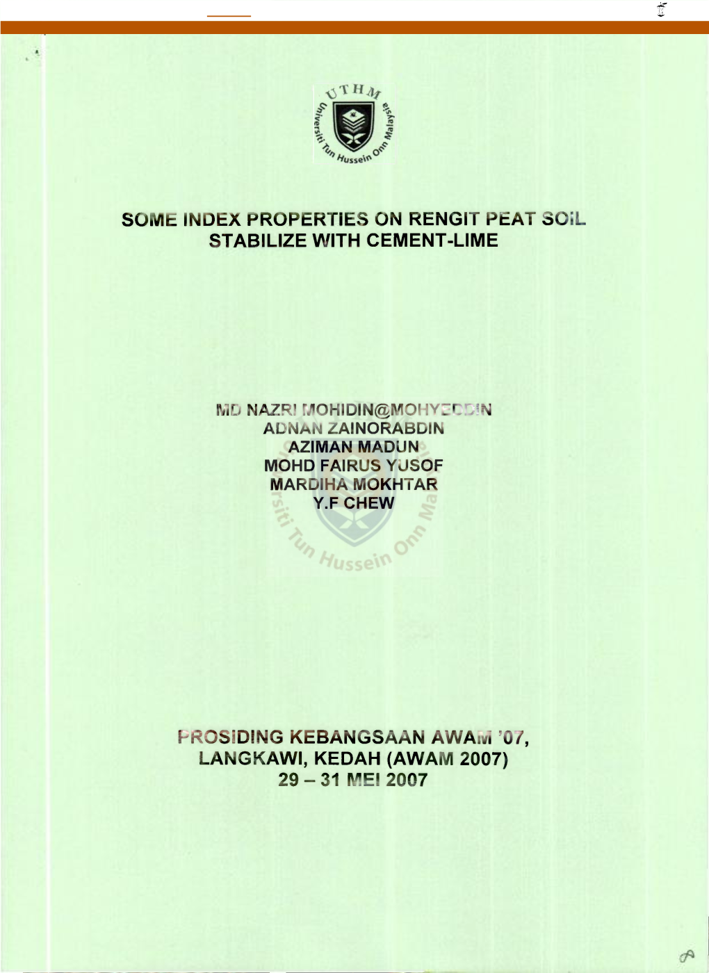 Some Index Properties on Rengit Peat Soil Stabilize with Cement-Lime