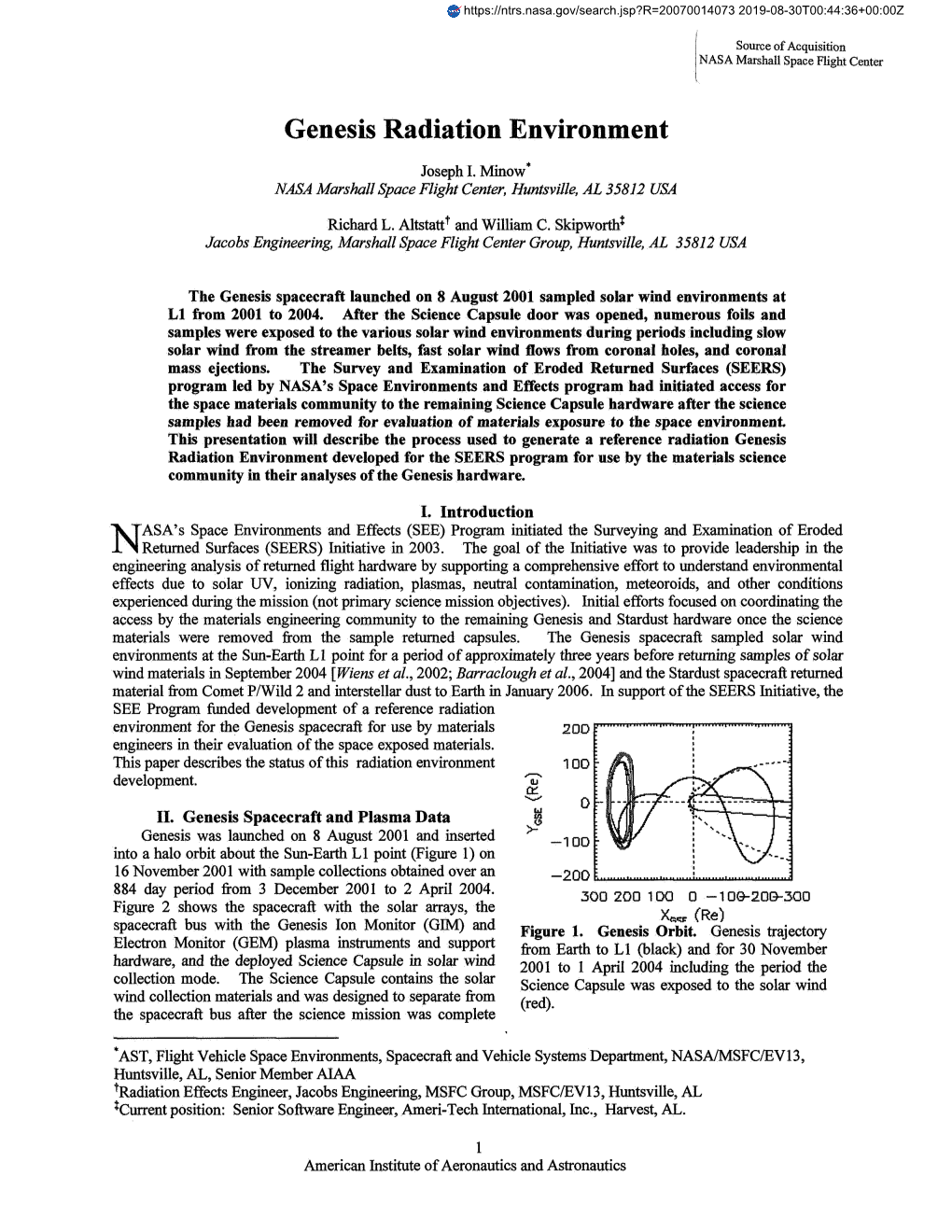 Genesis Radiation Environment