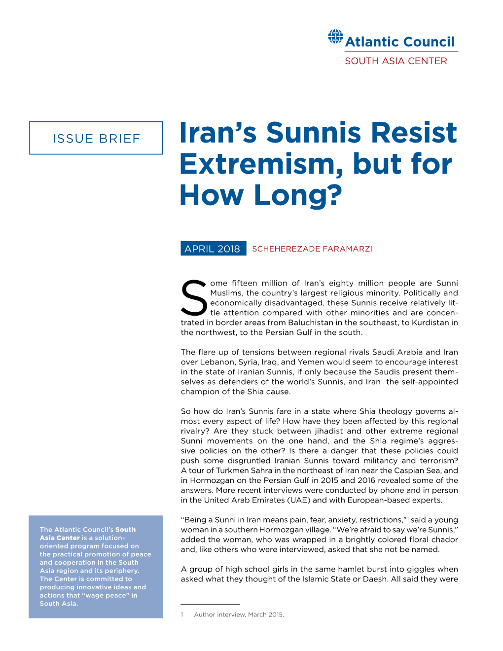 Iran's Sunnis Resist Extremism, but for How Long?