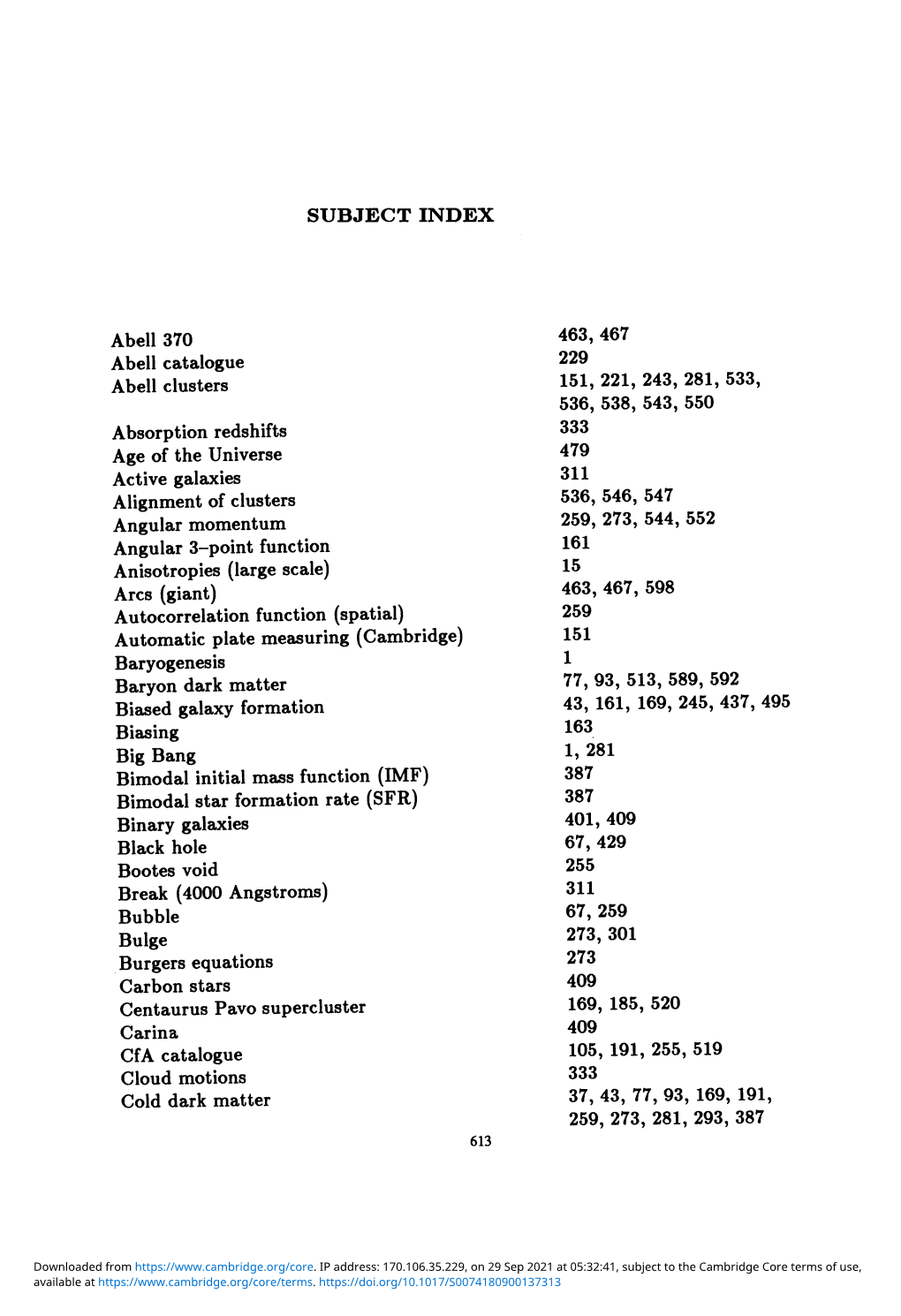 SUBJECT INDEX Abell 370 Abell Catalogue Abell Clusters