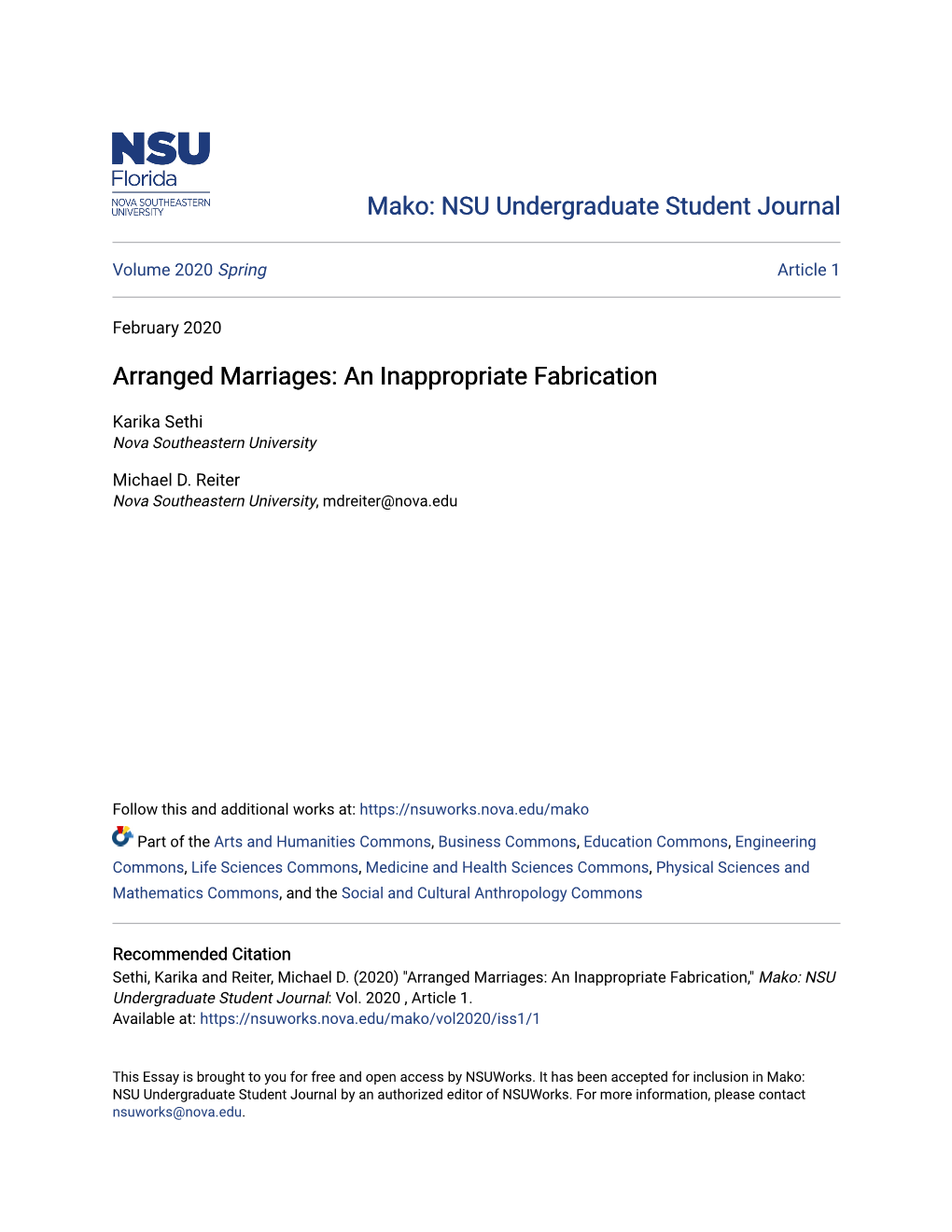 Arranged Marriages: an Inappropriate Fabrication