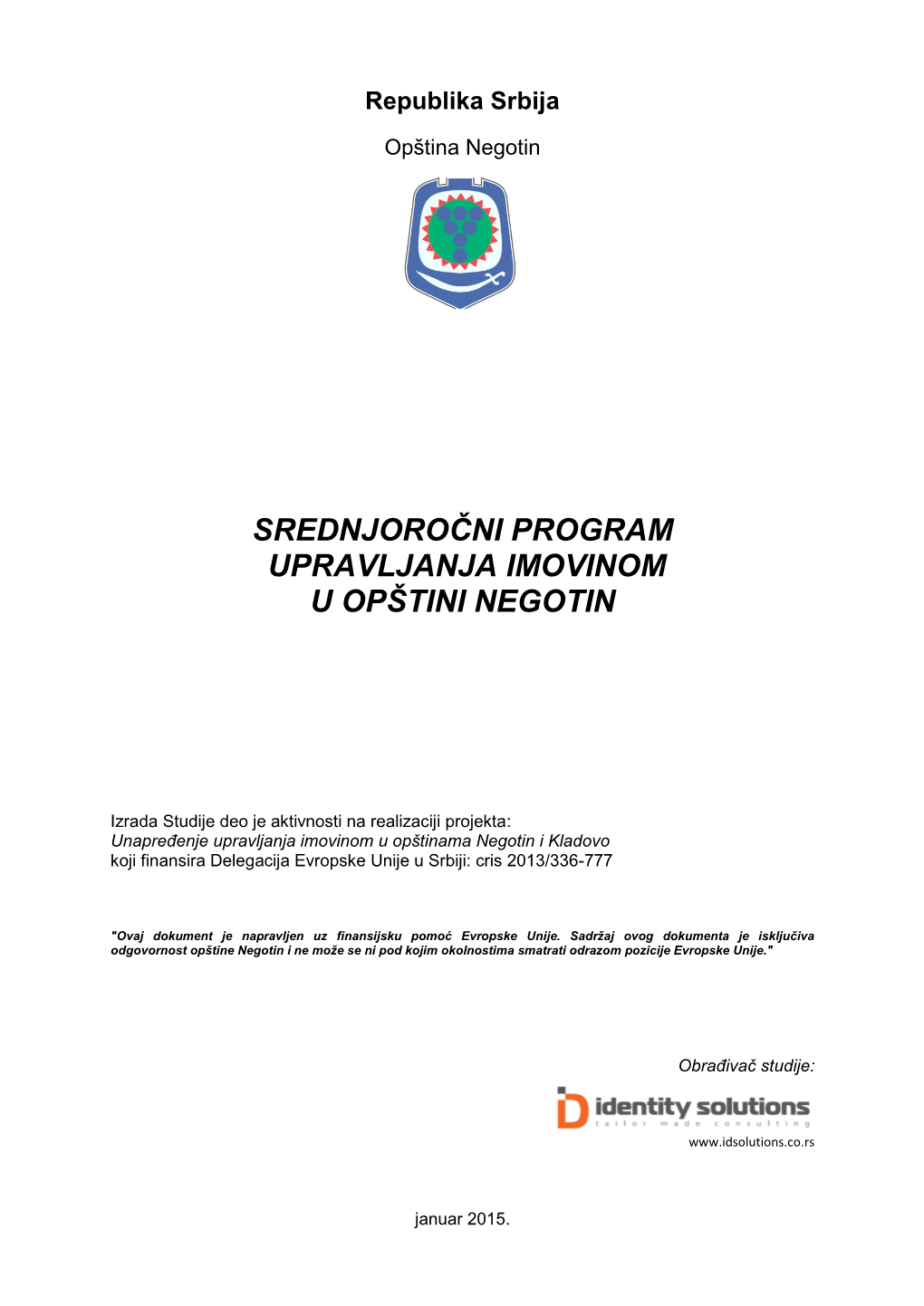 Srednjoročni Program Upravljanja Imovinom U Opštini Negotin