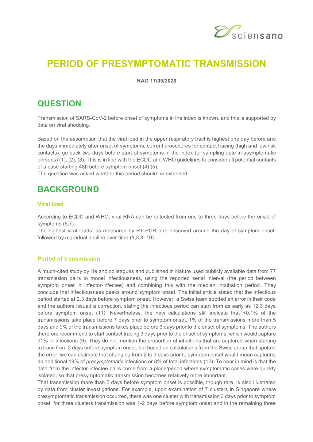 Period of Presymptomatic Transmission