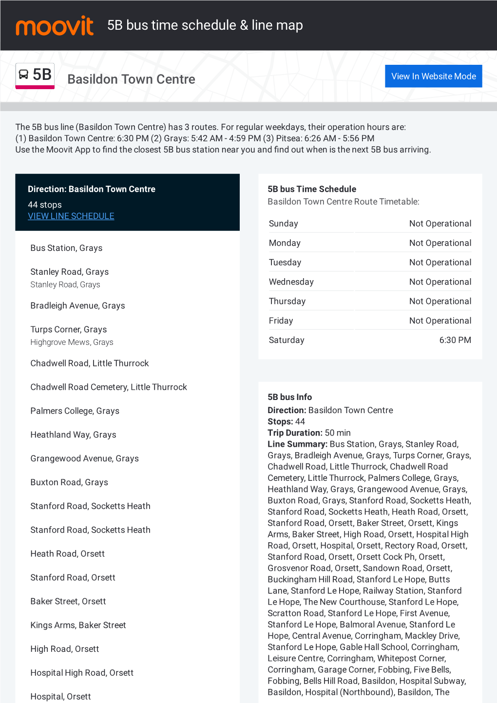 5B Bus Time Schedule & Line Route