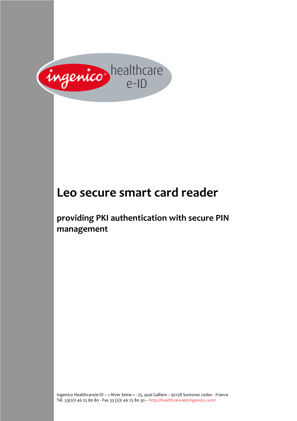 Leo Secure Smart Card Reader Providing PKI Authentication with Secure PIN Management