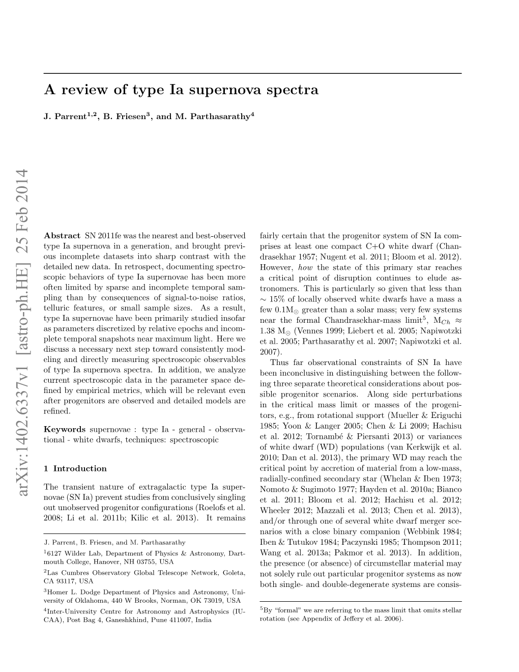 Arxiv:1402.6337V1 [Astro-Ph.HE] 25 Feb 2014 Novae (SN Ia) Prevent Studies from Conclusively Singling Et Al