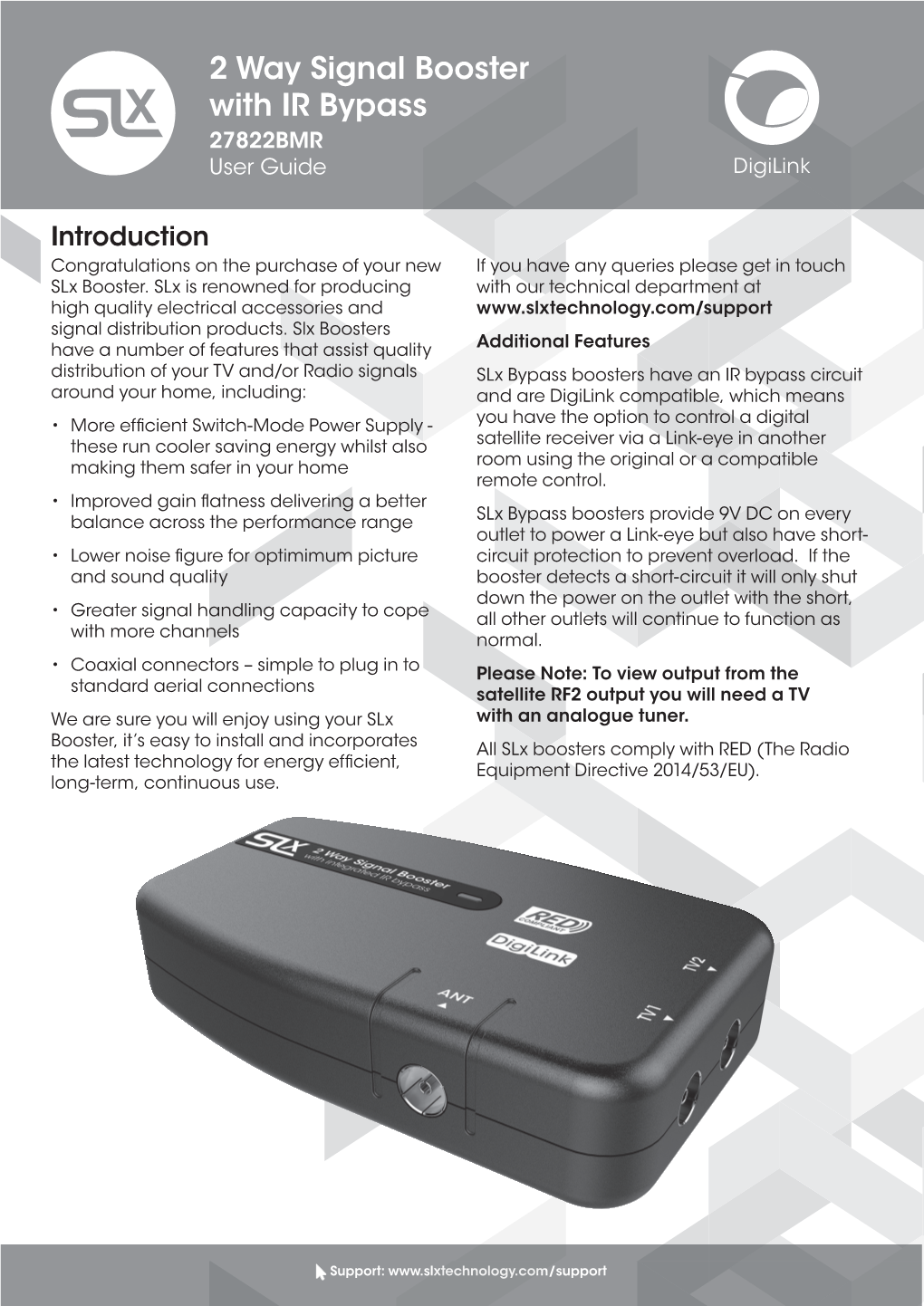 2 Way Signal Booster with IR Bypass 27822BMR User Guide Digilink