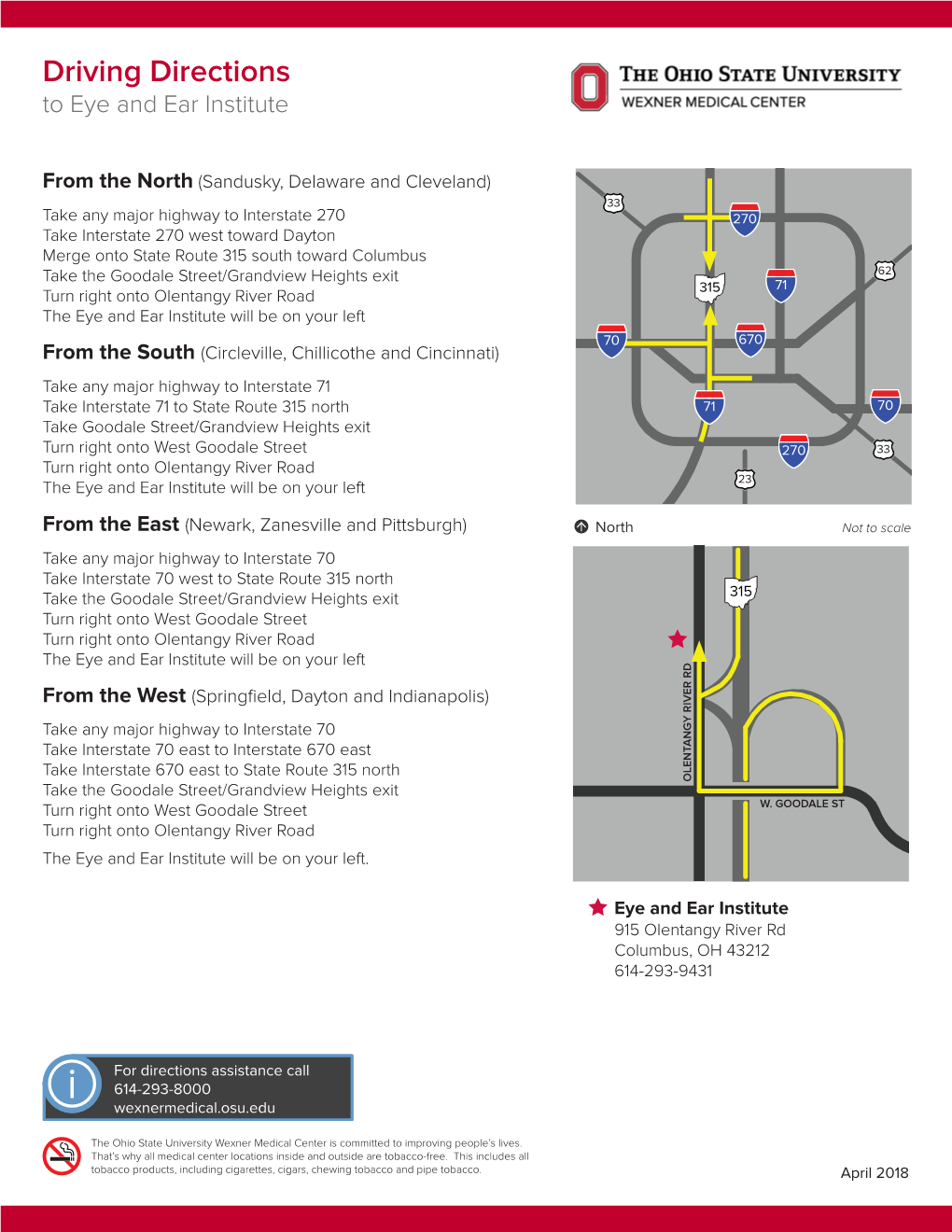 Driving Directions to Eye and Ear Institute