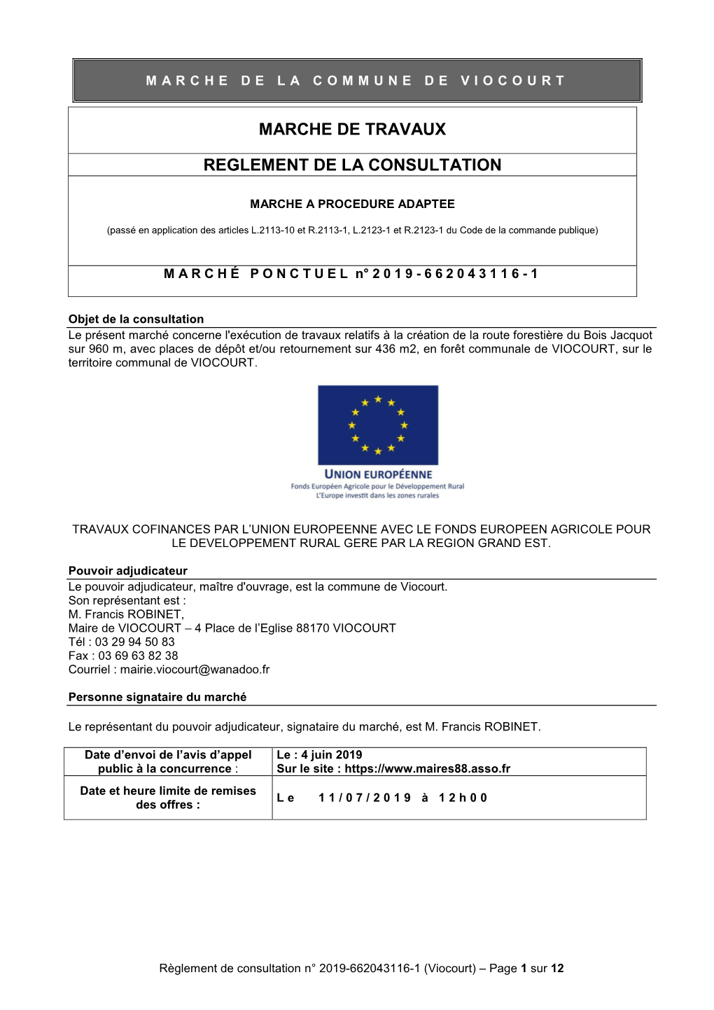 Réglement De La Consultation