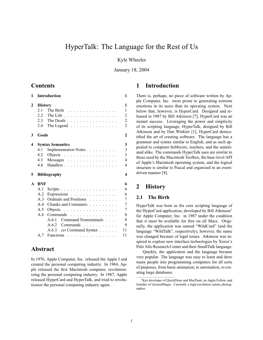 Hypertalk: the Language for the Rest of Us