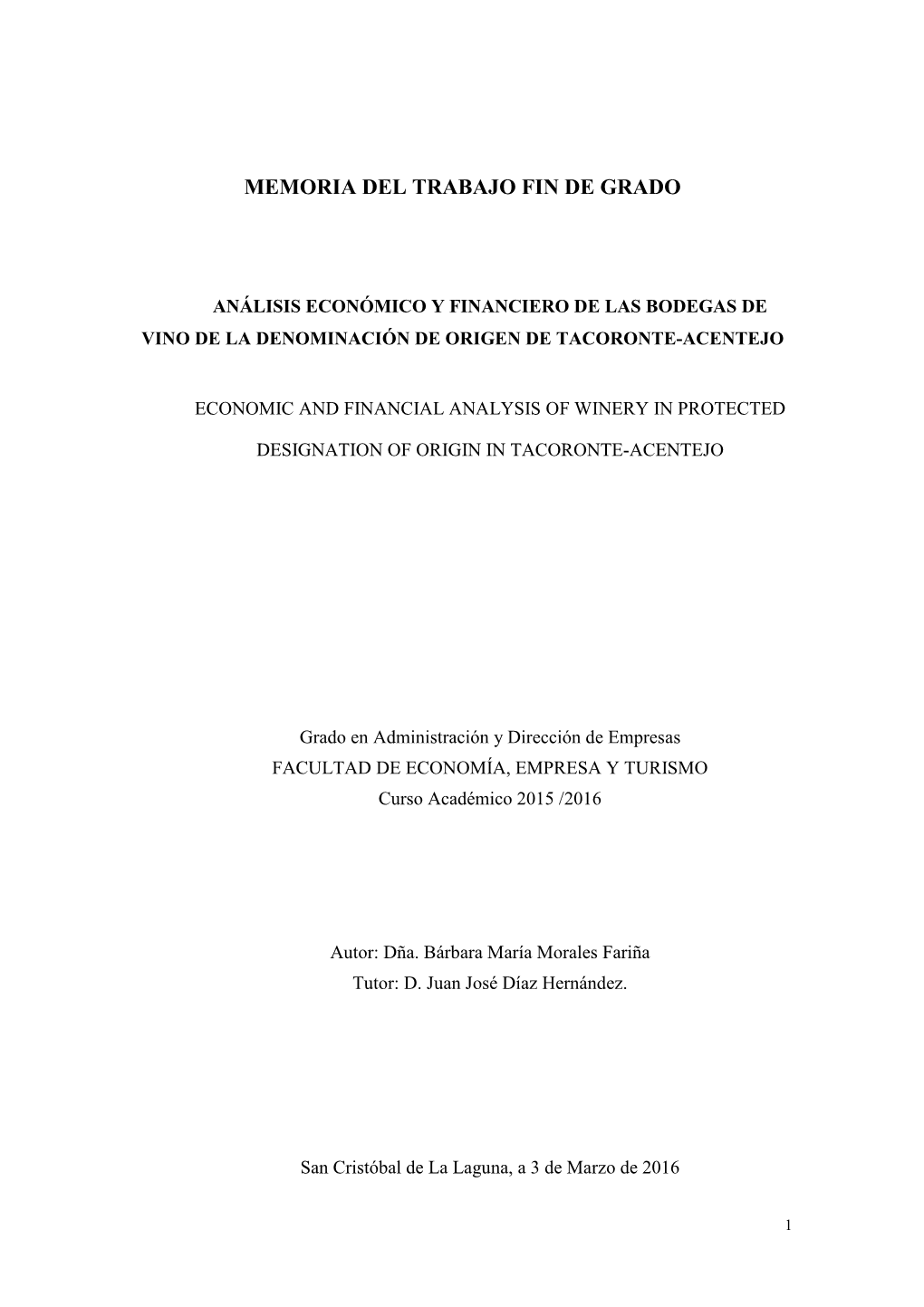 Memoria Del Trabajo Fin De Grado