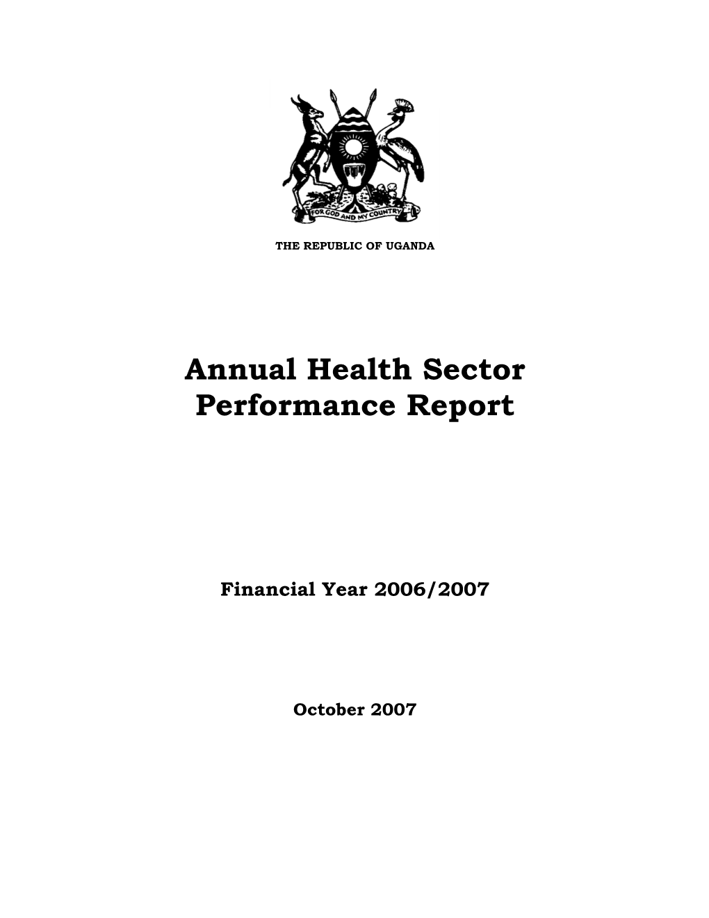 Annual Health Sector Performance Report