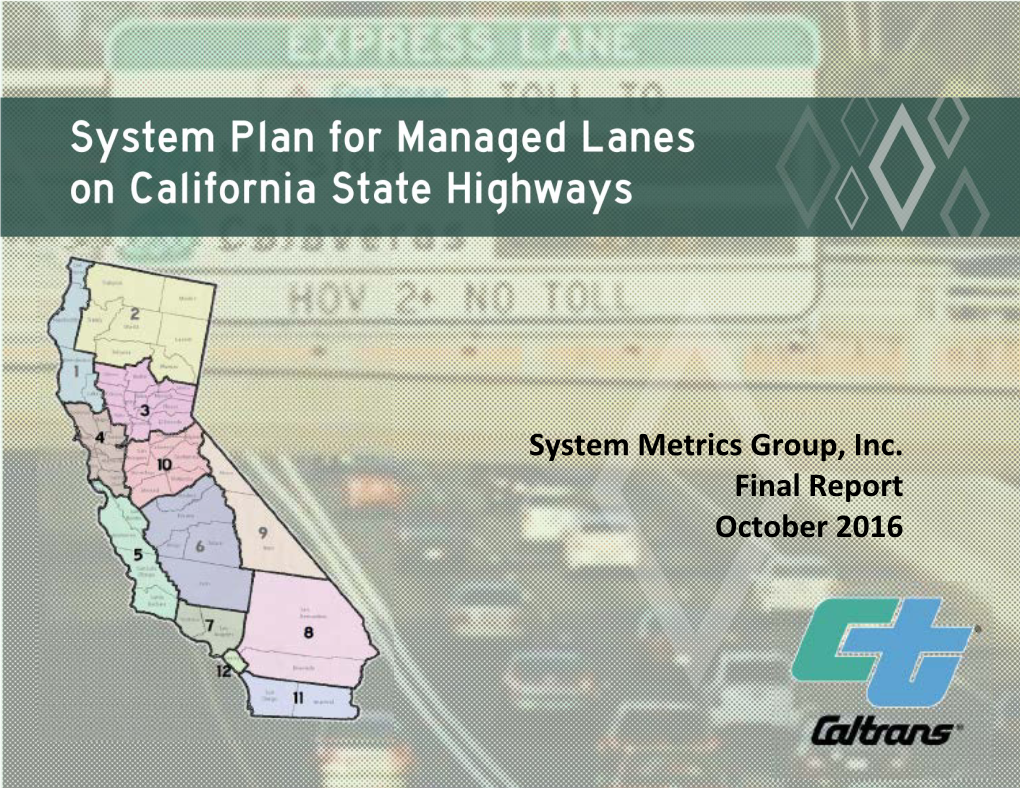 System Plan for Managed Lanes on California State Highways