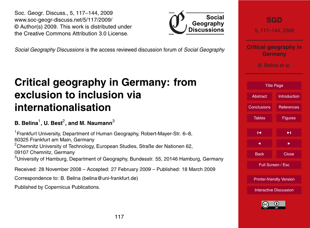 Critical Geography in Germany