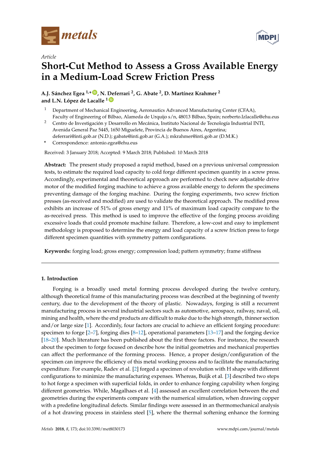 Short-Cut Method to Assess a Gross Available Energy in a Medium-Load Screw Friction Press