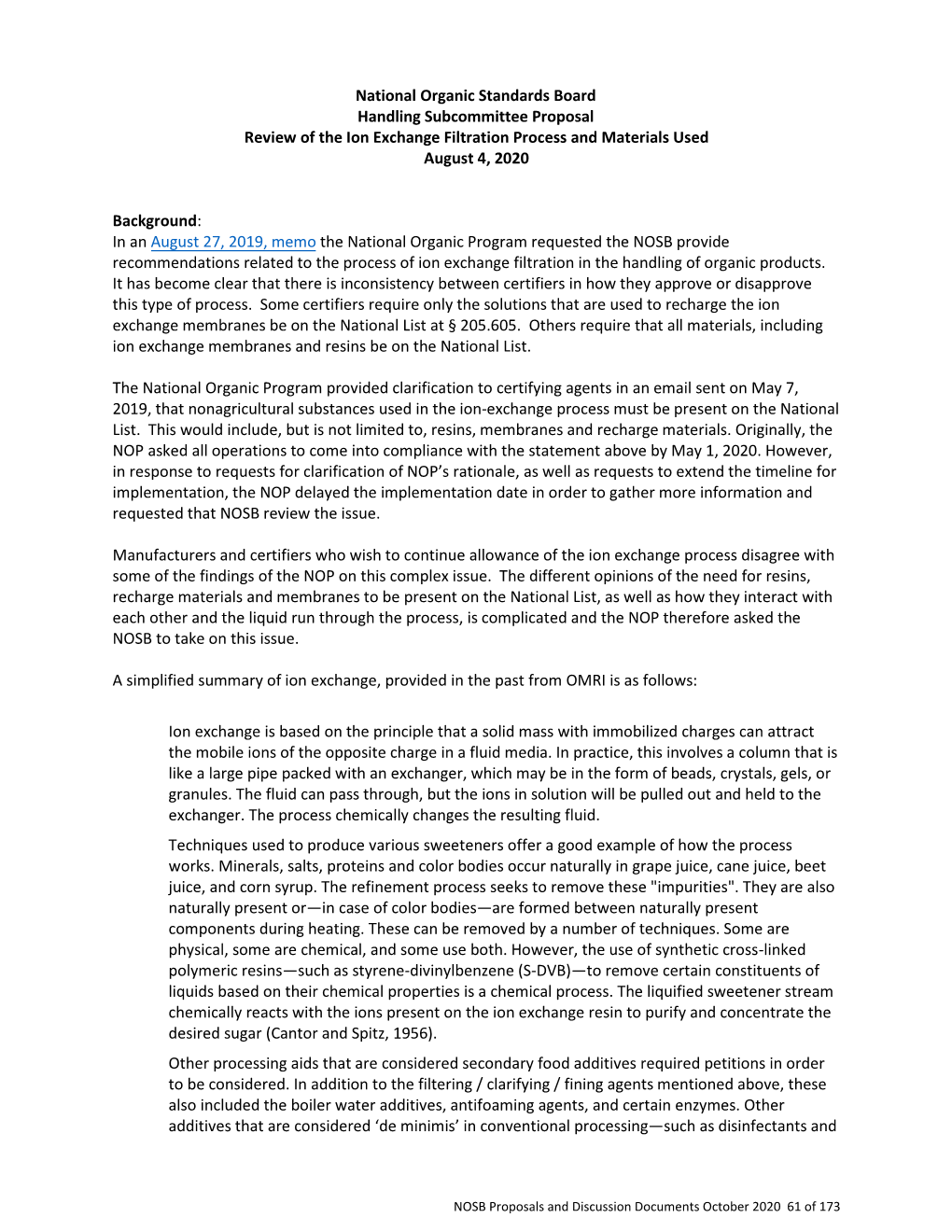 Review of the Ion Exchange Filtration Process and Materials Used August 4, 2020